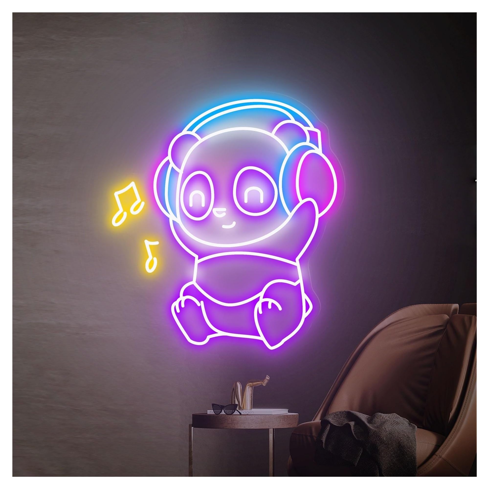 RONGCH Hanging Art Neon Signs Panda Neon Sign, Suitable for Home Bar Decor with Brightness Adjustable 50cm(C)