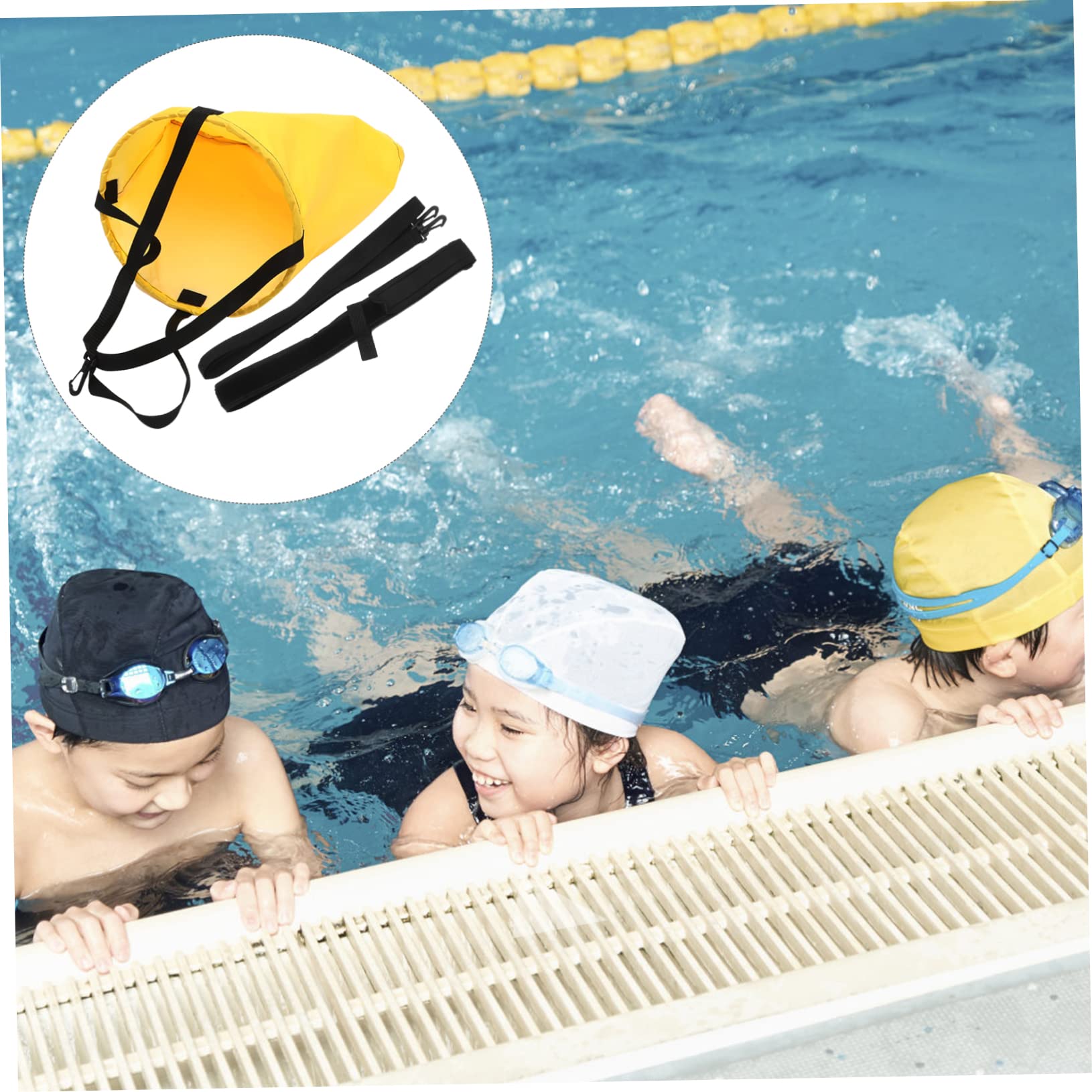 Garneck 1 Set Resistance Parachute Swimming Training Kit Swim Paddle Resistance Band for Adults Boys and Girls In-ground Above-Ground Pool Exercise Equipment