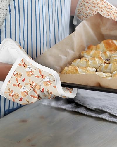 Miniatura 6 de Rabbit 5Pcs Pot Holders for Kitchen, Non Slip &amp; Heat Insulation Terry Cloth Potholder Set with Pocket, Thick Hot Pad Oven Mitts Trivet Coaster for