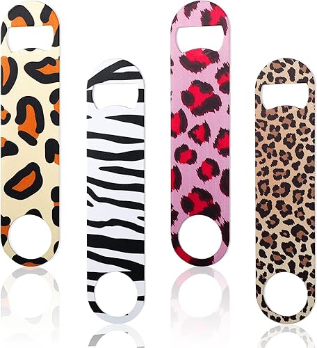 Abridor de botellas plano de acero inoxidable resistente, abridor de botellas de cerveza para cocina, bar, restaurante, 7 pulgadas (estampado de