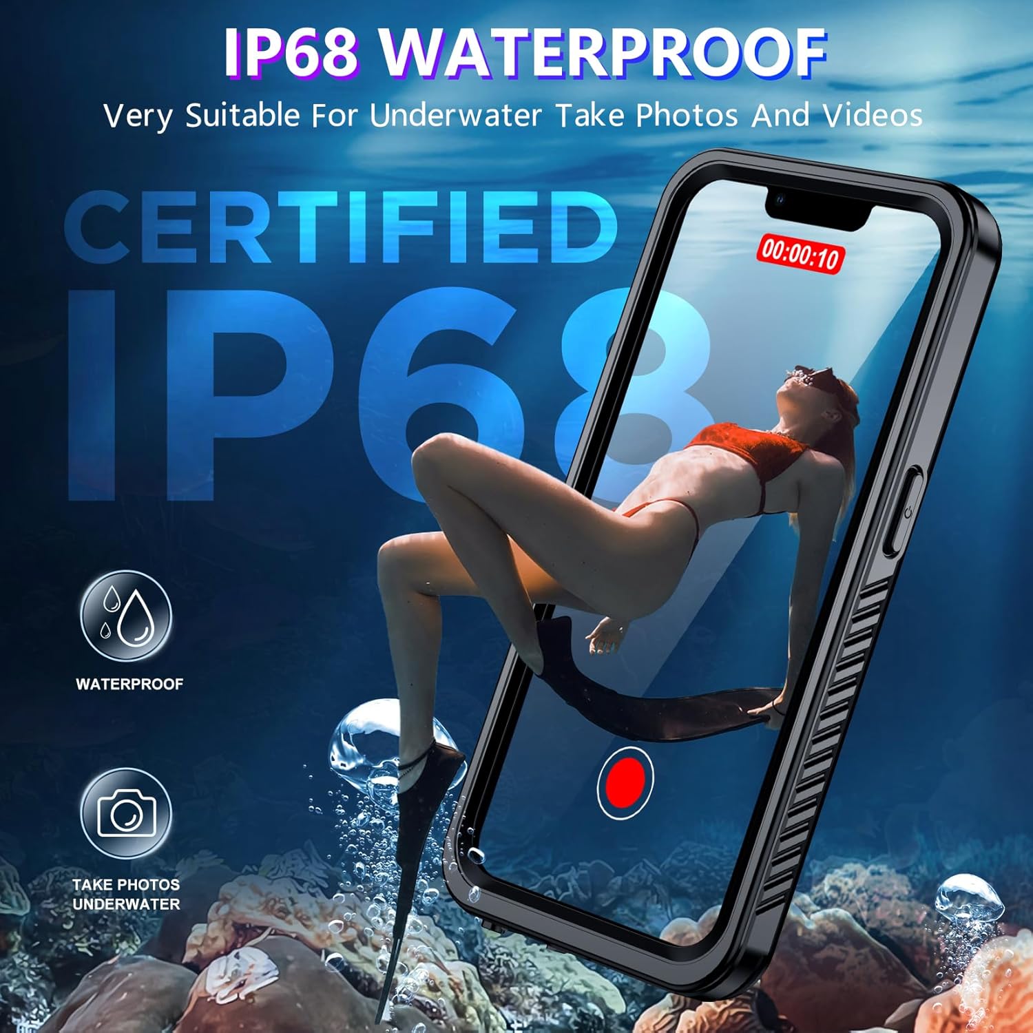2025 New for iPhone 13 Pro Max Case Waterproof,[Built-in Screen Protector & Camera Protector] [Full Body Shockproof] [IP68 Underwater][Dustproof][Dropproof] Phone Case for iPhone 13 Pro Max 6.7" - Image 3