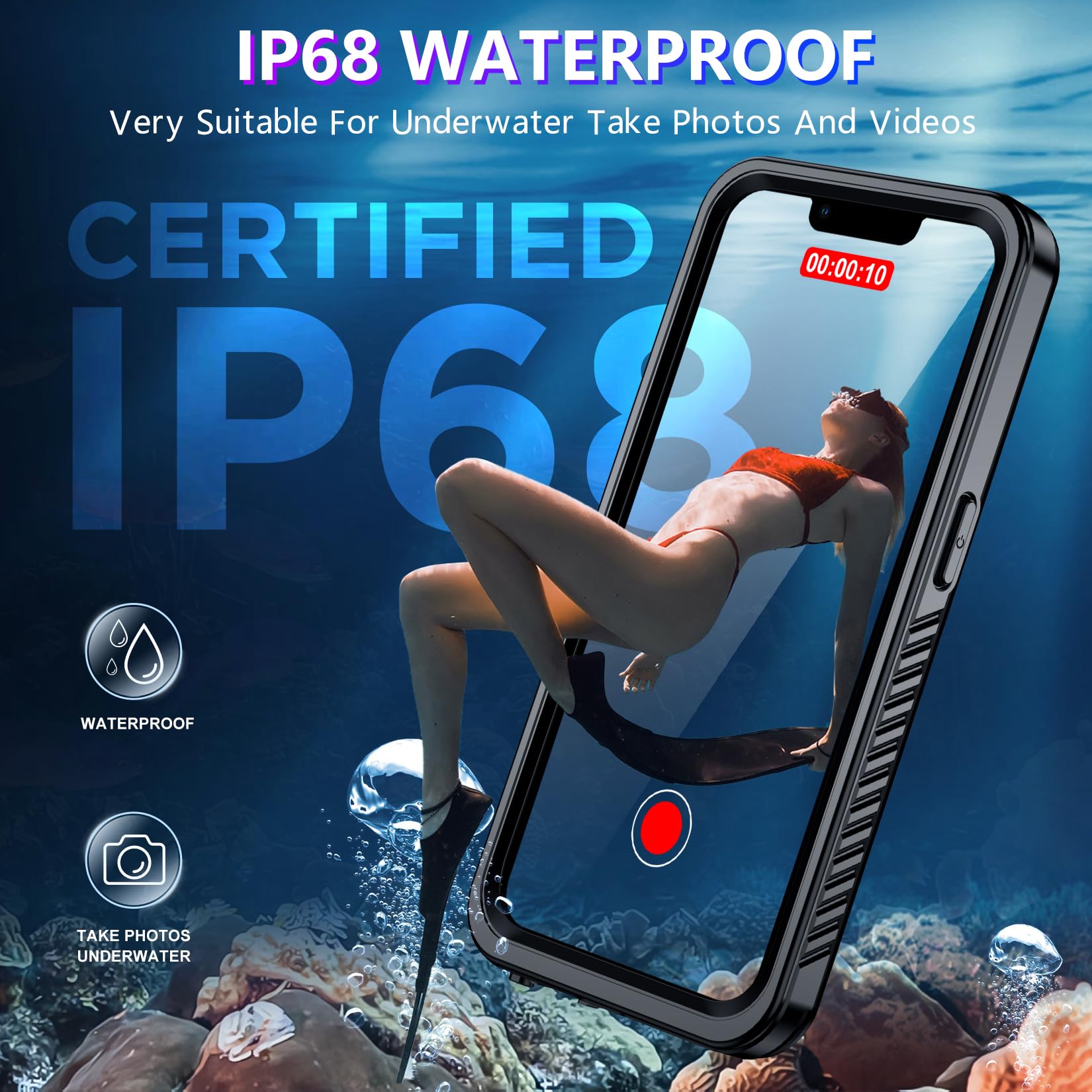 Red2Fire Funda Impermeable para iPhone 13 Pro MAX, Compatible con MagSafe, Cuerpo Completo, a Prueba de Golpes, IP68 bajo el Agua, a Prueba de Polvo, a Prueba de caídas, 6.7 Pulgadas