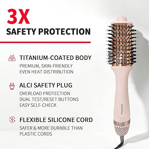 Miniatura 6 de Cepillo secador de pelo iónico 4.0, ligero 3 veces más rápido, cepillo de soplado 5 en 1 para más brillo, suavidad y volumen, cepillo de titanio