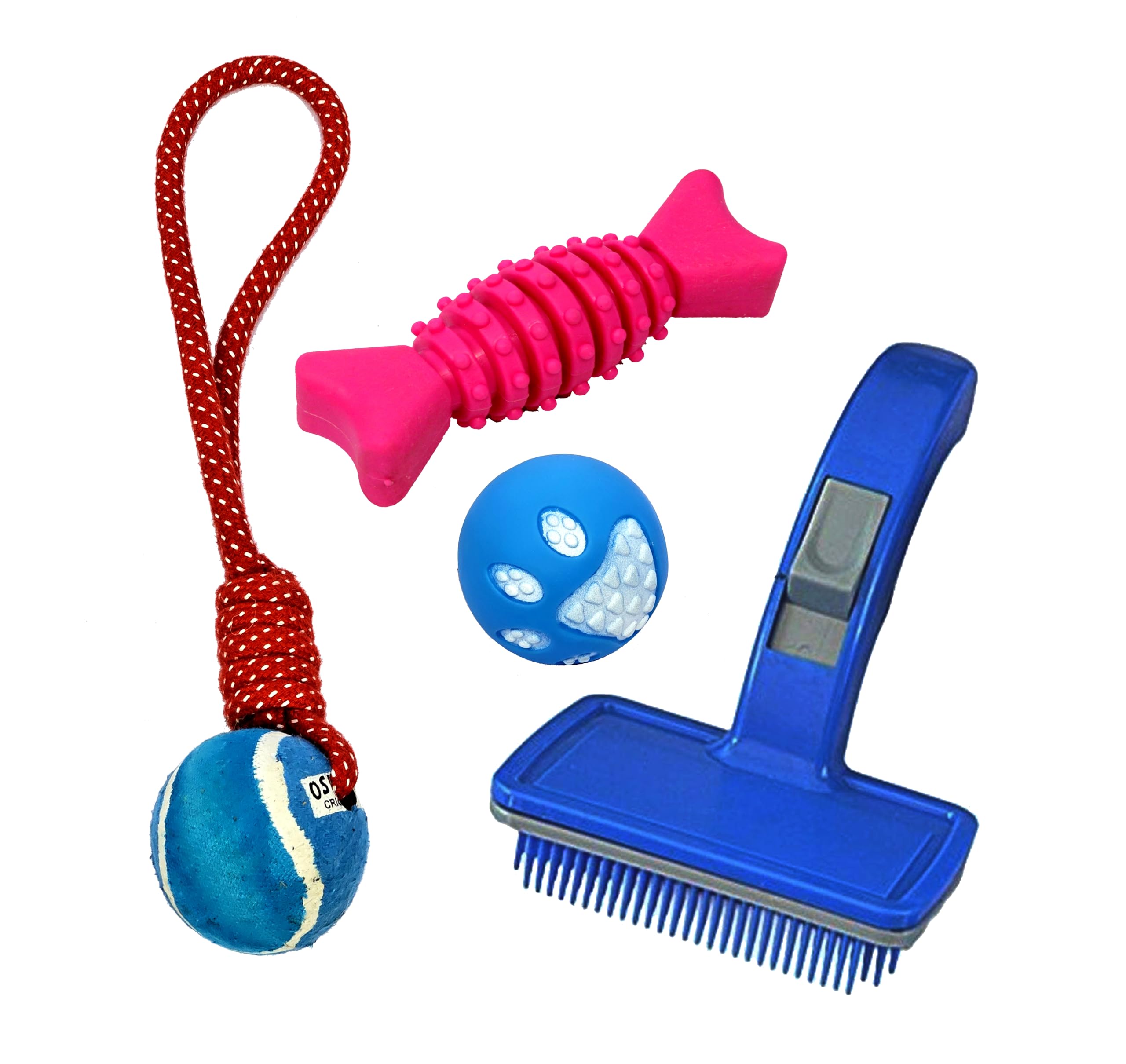 StonKraft Juego de productos masticables para perros, paquete de juguetes de dentición para cachorros, bola de goma, hueso masticable, mancuerna de dentición, adecuada para todos los perros, no