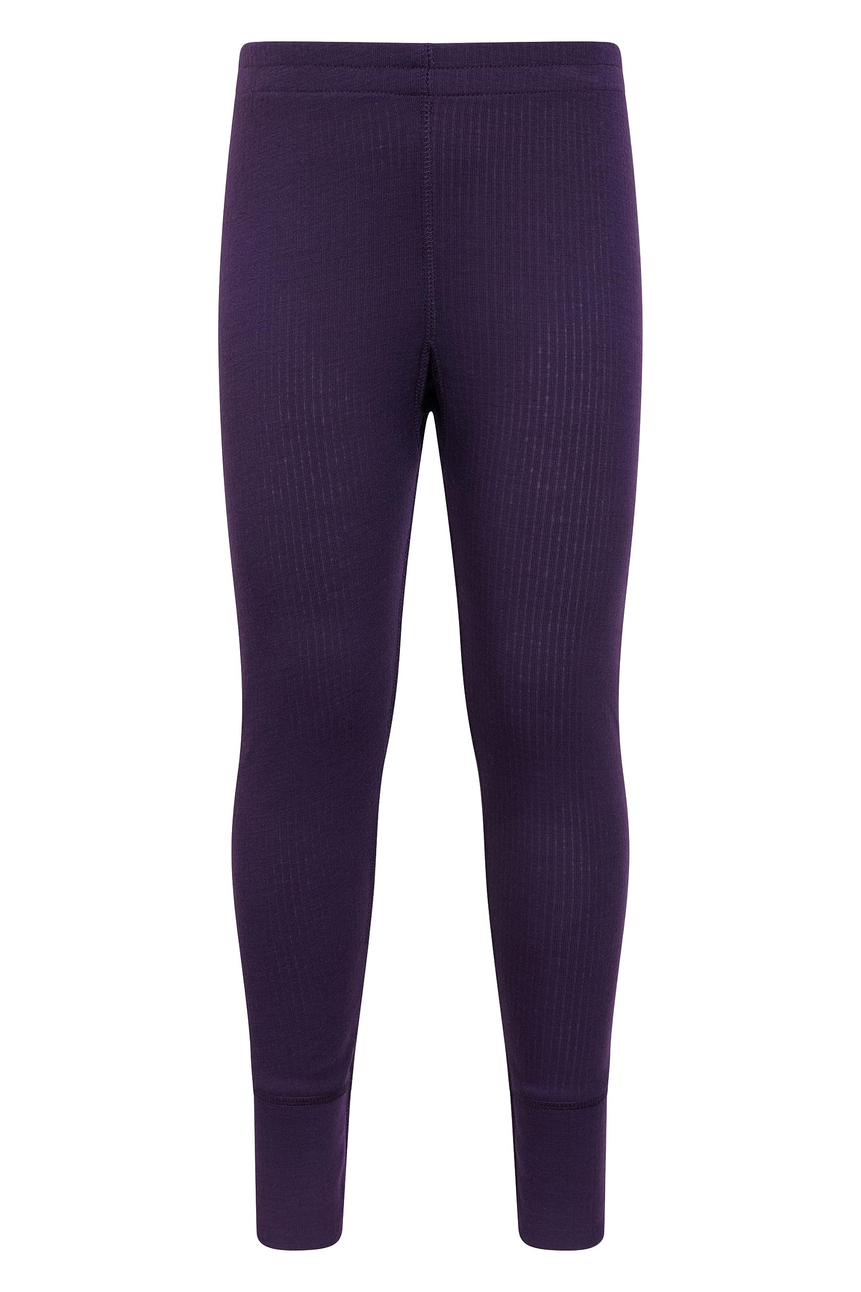 Mountain Warehouse Talus Kids Base Layer Thermal Pants - Moisture Wicking, Lightweight & Quick Drying Leggings, Boys & Girls - Spring Summer, Outdoors, Travelling Dark Purple Kids Size 3-4 Years