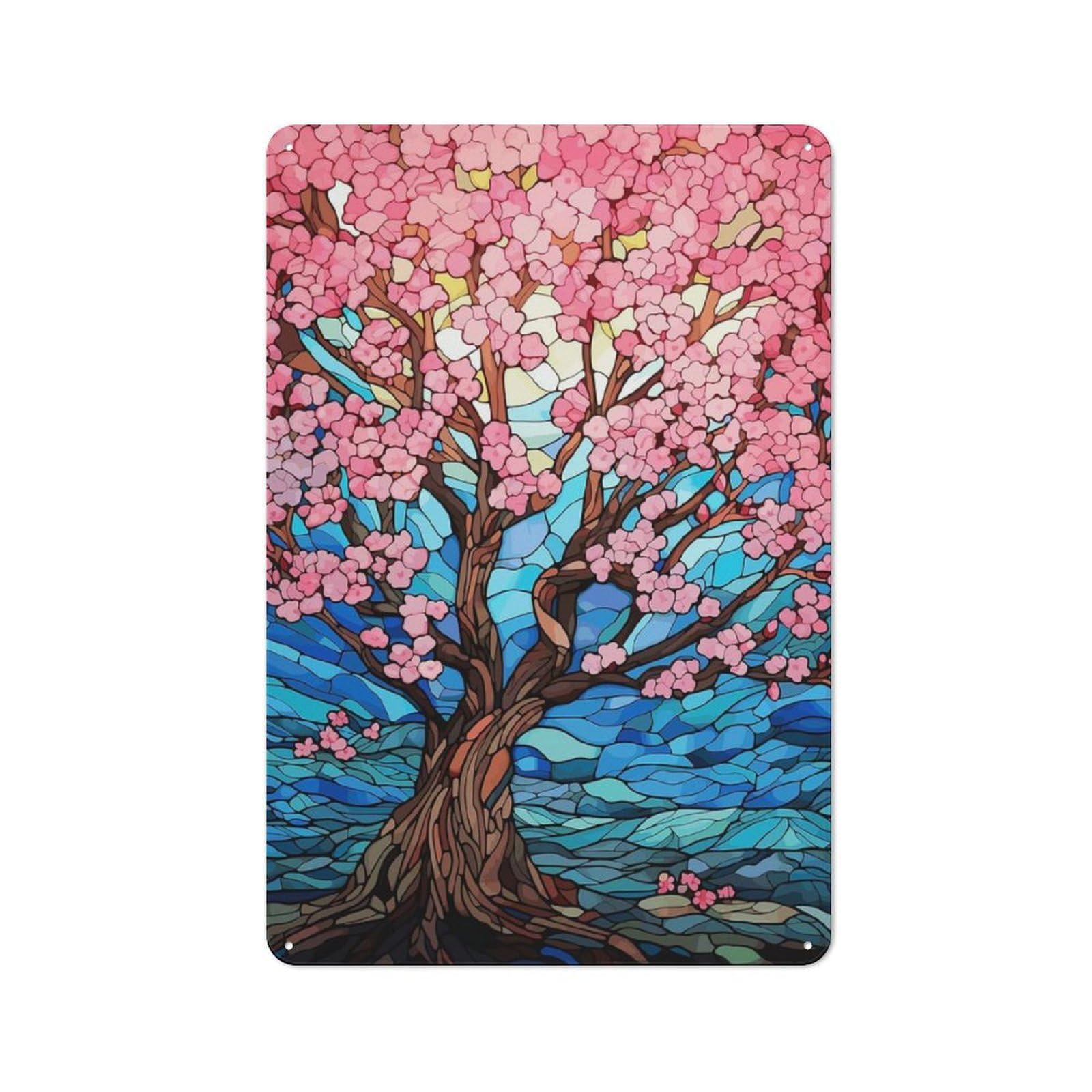 Metal Plaque 30x20cm with Cherry Blossom Sakura Tree for Pub Or Café, Vintage Decor, for Pub Decor Enthusiasts