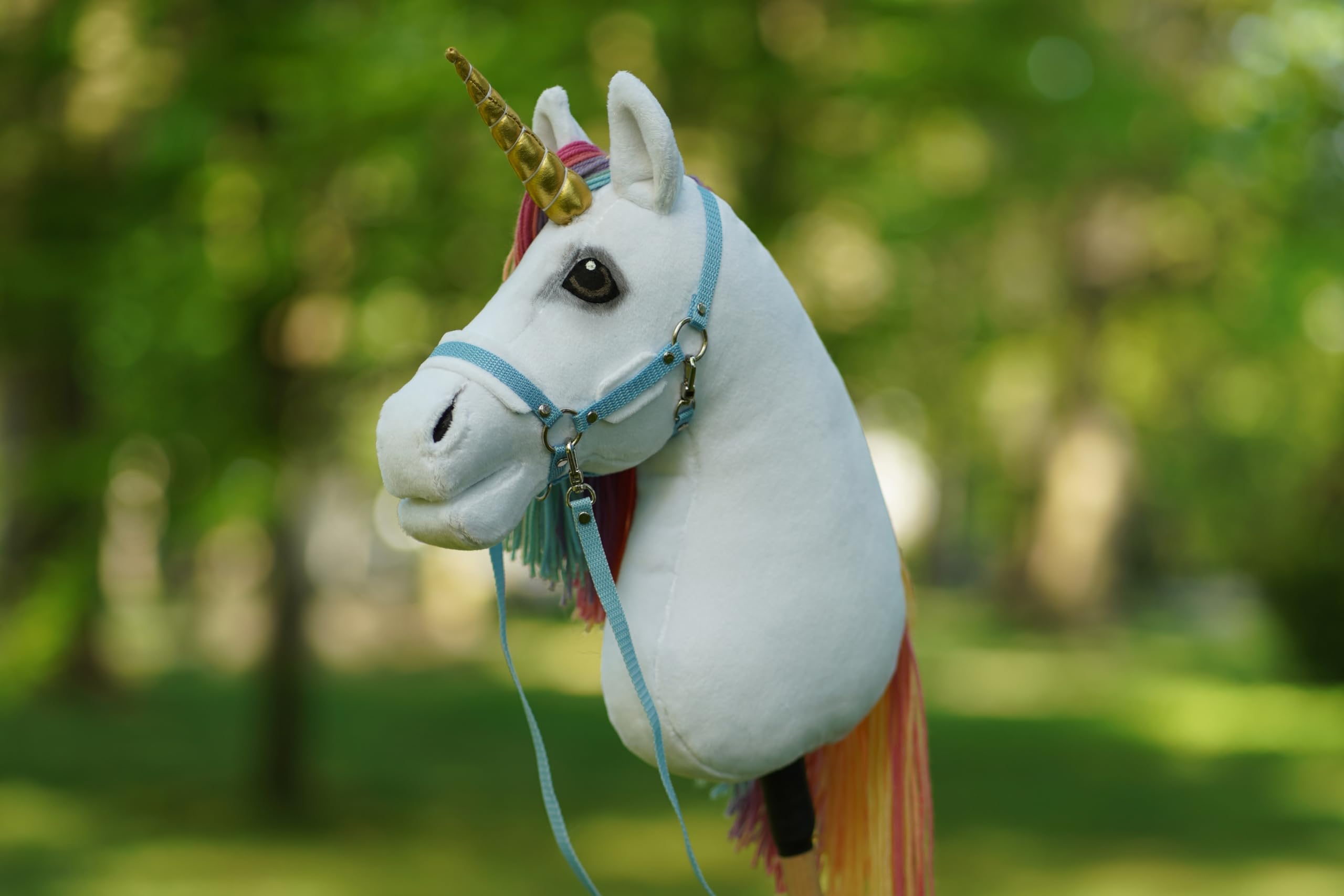 Poney à Chevaucher Licorne TE-Trend 96cm Avec Son - Cheval De Bois Avec Roulettes Beige