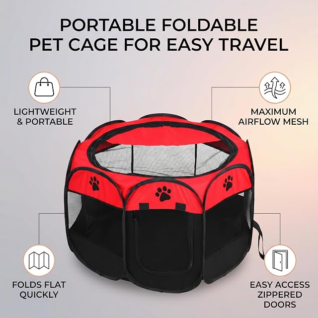 Foto 2 de 8 de SOULONG Parques para Mascotas, Automático Plegable Desmontable Mascota Gato Playpen Malla Cubierta de Sombras…
