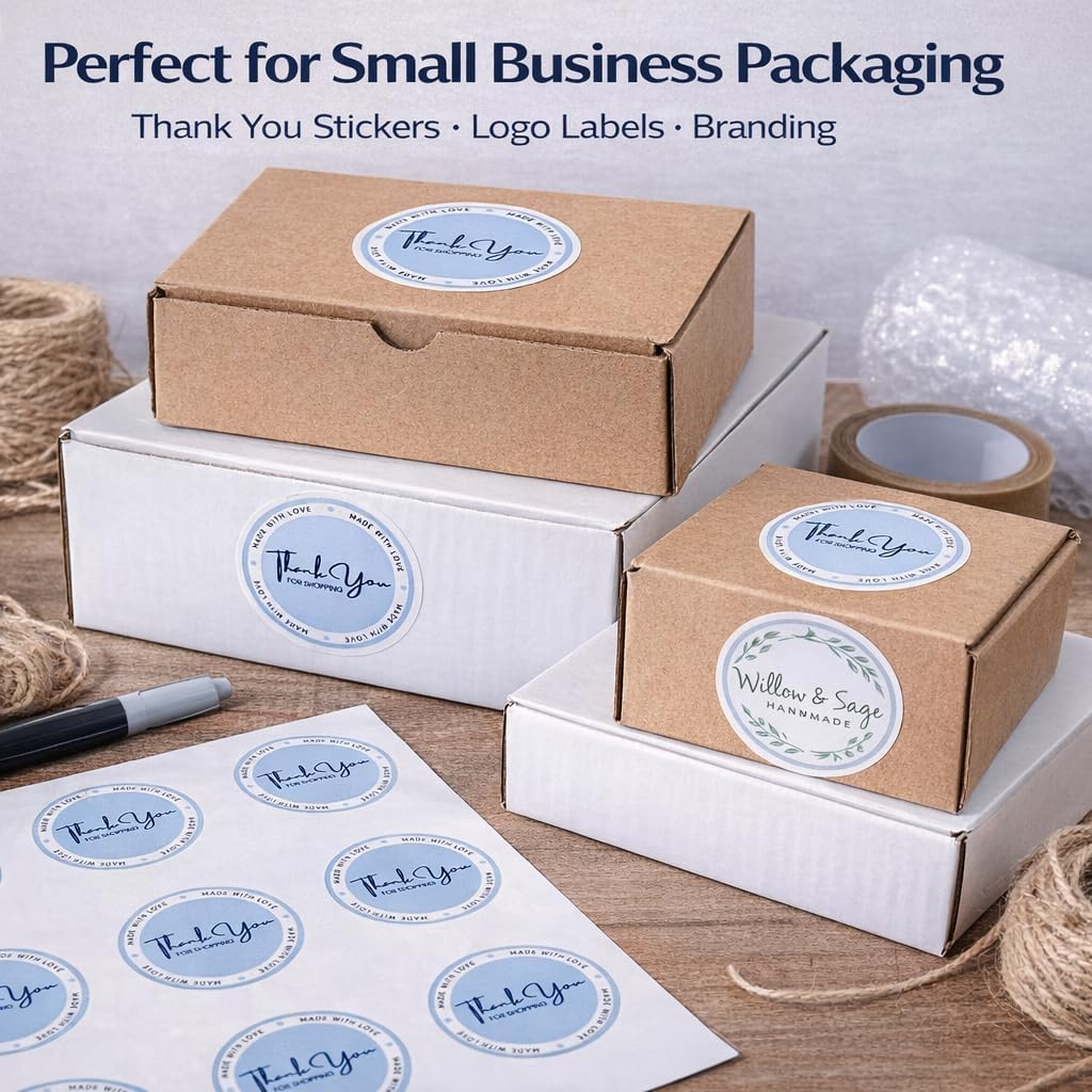 Printable Round Labels 2 inch Glossy White Circle Labels Stickers 240 Labels Waterproof Vinyl Sticker Paper for Inkjet or Laser Printer - Image 7