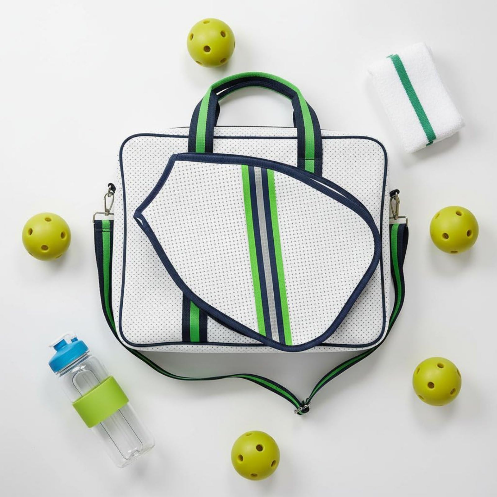 Custodia Pickleball Borsa Racchetta Borsa Padel Zaino Sportiva in Neoprene Morbido Elastico con Tasca Modellata per Pala E Cuciture Accurate Adatta a, Blu, Blu, Bianco, Argento