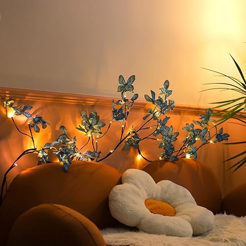 Miniatura 3 de Rivokeer Vid de sauce iluminada, 6 pies, luces de vid de sauce encantado con decoración de mariposa enchufable, luces de vid para pared, Navidad,