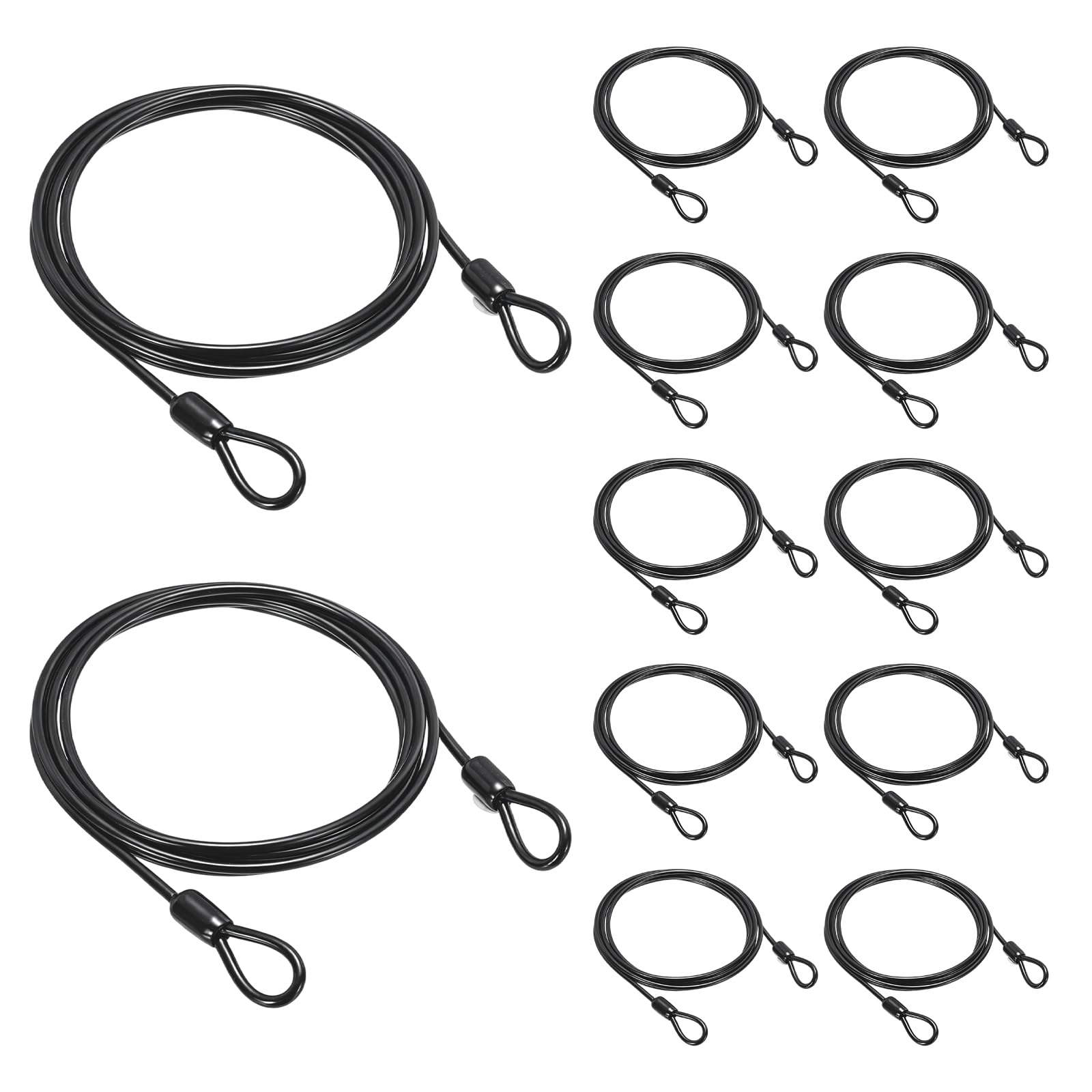 Lot de 12 câbles de sécurité en acier inoxydable, 0,3 cm de diamètre