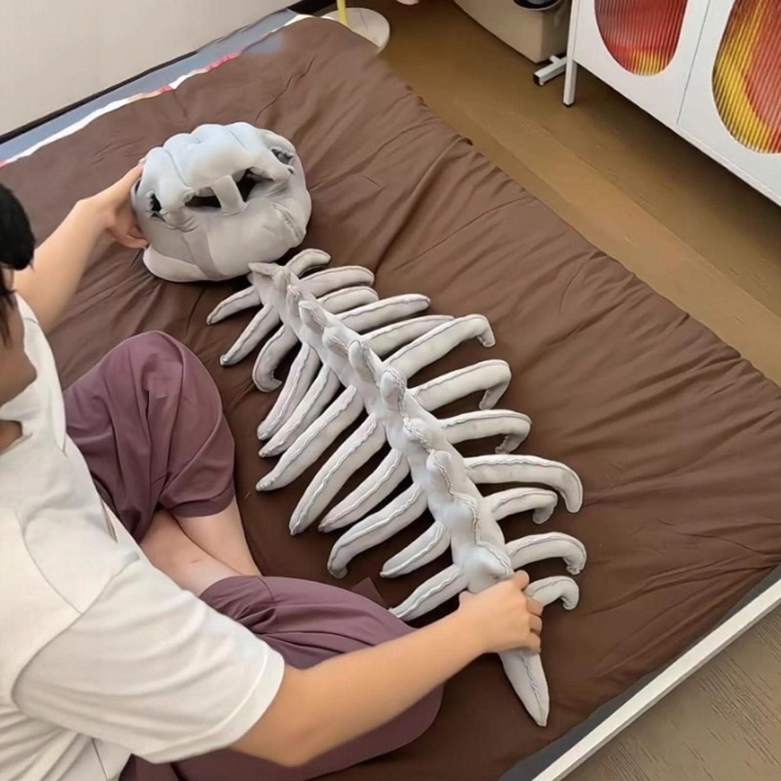 cozy dino Dinosaur Skeleton Costume, My Plush Skeleton Hood,Themed Skull Cosplay Props,For Cosplay & Dress-Up Play — view 7