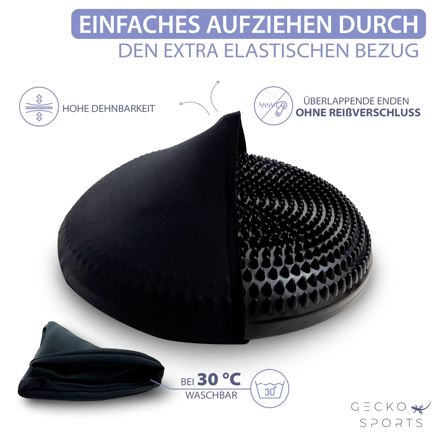 Balancekissen mit und ohne Bezug 33 cm schwarz – weiches Ballsitzkissen inkl. Pumpe, Turnbeutel & eBook – Premium Sitzkissen für Büro & Fitness – ergonomisches Luftkissen