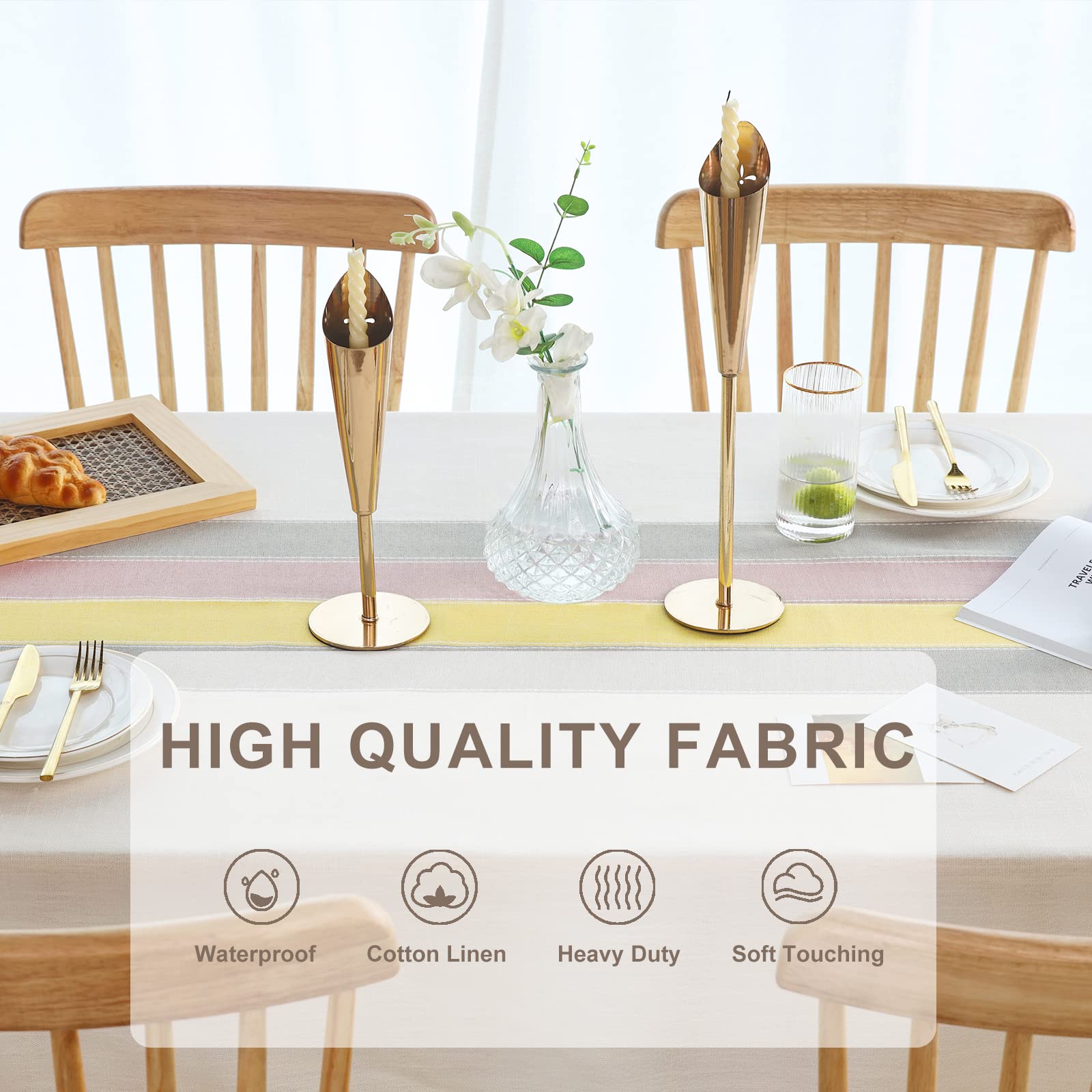 SUNBEAUTY Tovaglia Antimacchia Rettangolare 140x180 Tovaglie Rettangolari Cotone Lino Tavolo Copritavolo Cucina Decorazione per Tavola da Pranzo