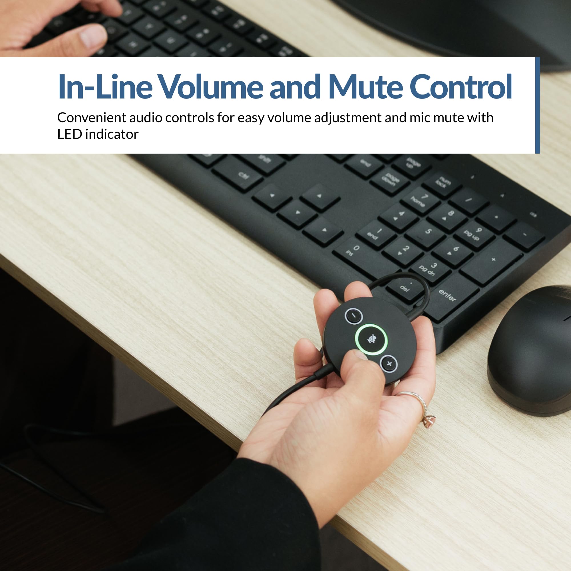 Cyber Acoustics Cuffie con cavo USB-C con microfono per PC (AC-304C), cuffie cablate con microfono a cancellazione del rumore per lavoro, chiamate e riunioni remote, nero