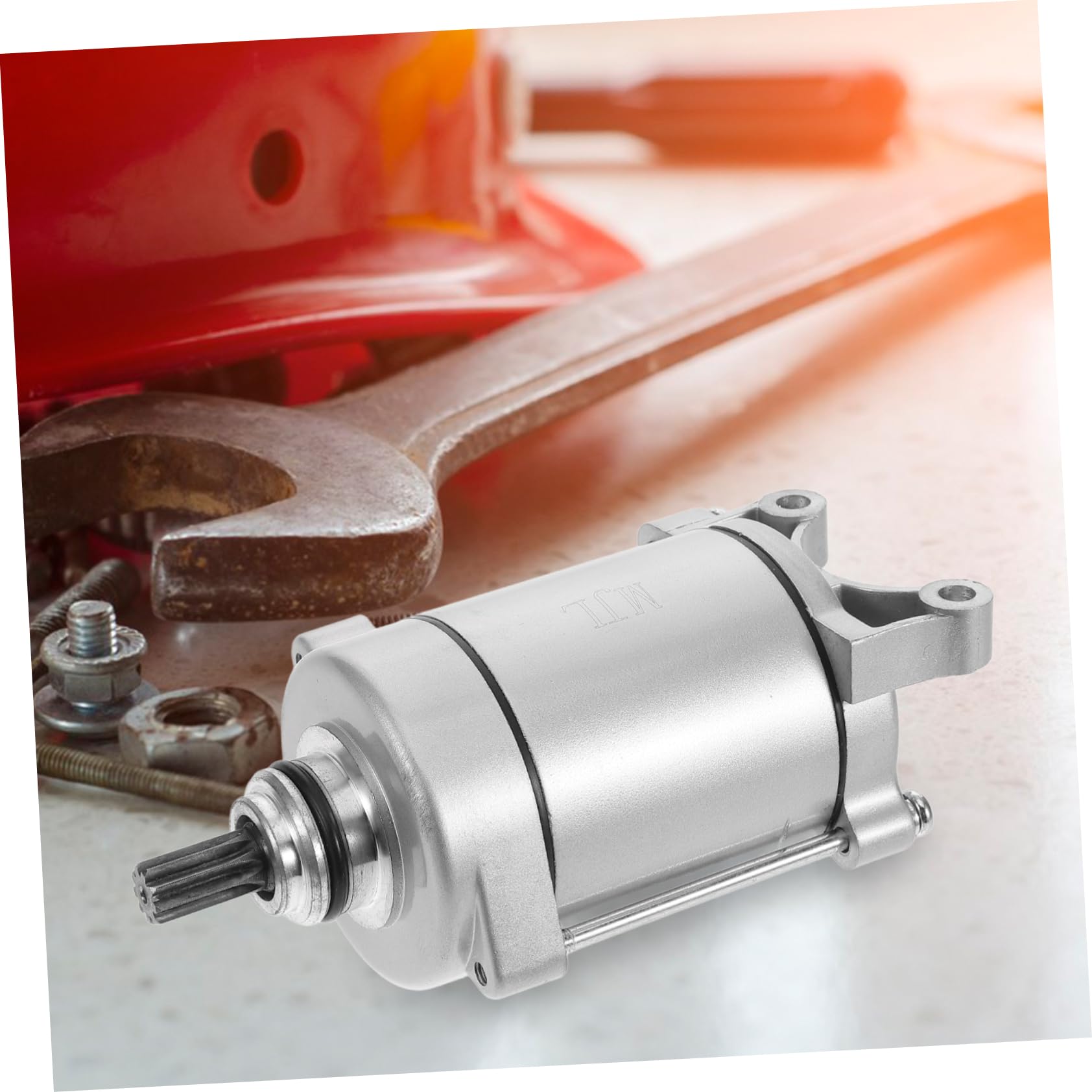 Motor de Arranque de Motocicleta 9 Dientes Metal Plata | Instalación Sencilla, Rendimiento Superior de Arranque, Longitud de Diente 2, 2cm y Distancia entre Orificios 5, 3cm