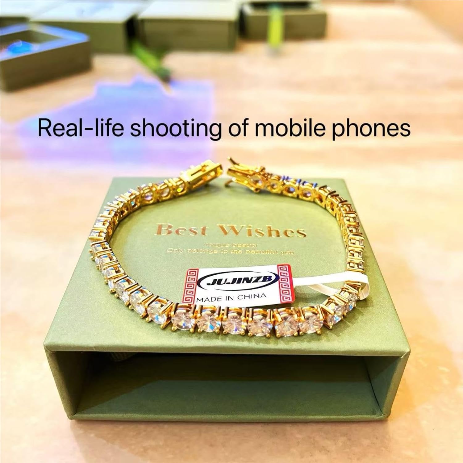 JUJIN 18K Gold 5MM Moissanite Fashionable Tennis Bracelet for Women and Men