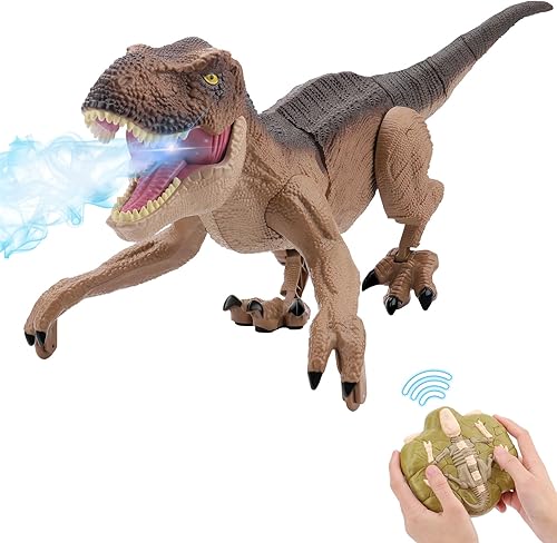 IQKidz Juguete robot de dinosaurio a control remoto, juguete electrónico con luz rugiente y detección táctil para niños de 3 a 5 años de edad y más,