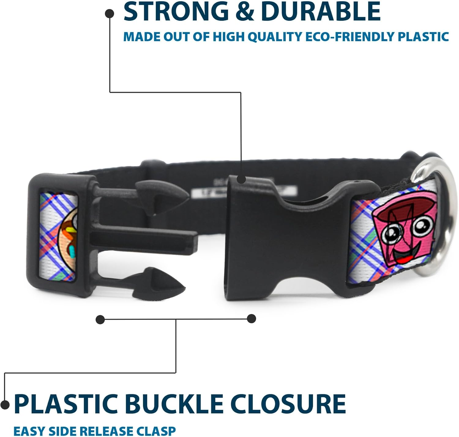 Buckle-Down PC-W30492-WL Donuts & Coffee Cartoon 2 Plastic Clip Collar, Wide Large/18-32"