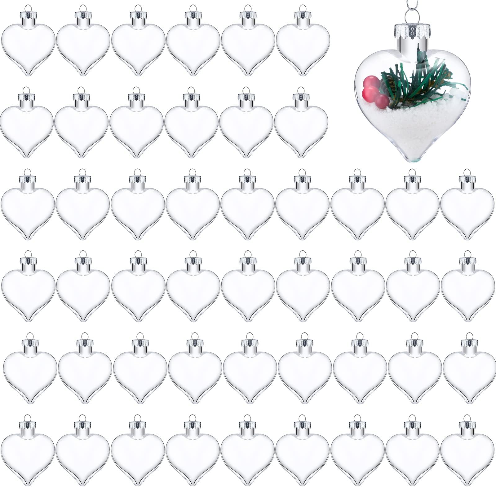 Jangostor 20 Packs Clear Heart Ornaments Balls Valentine‘s