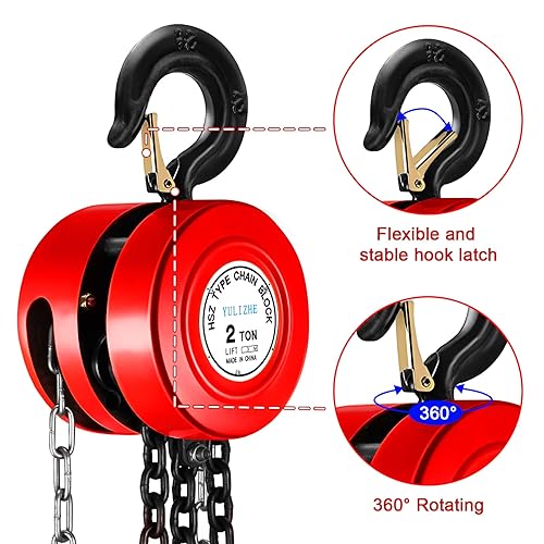 Miniatura 3 de Polipasto de cadena manual de 2 toneladas (4400 libras) de acero con altura de elevación de 10 pies y construcción de acero de grado industrial