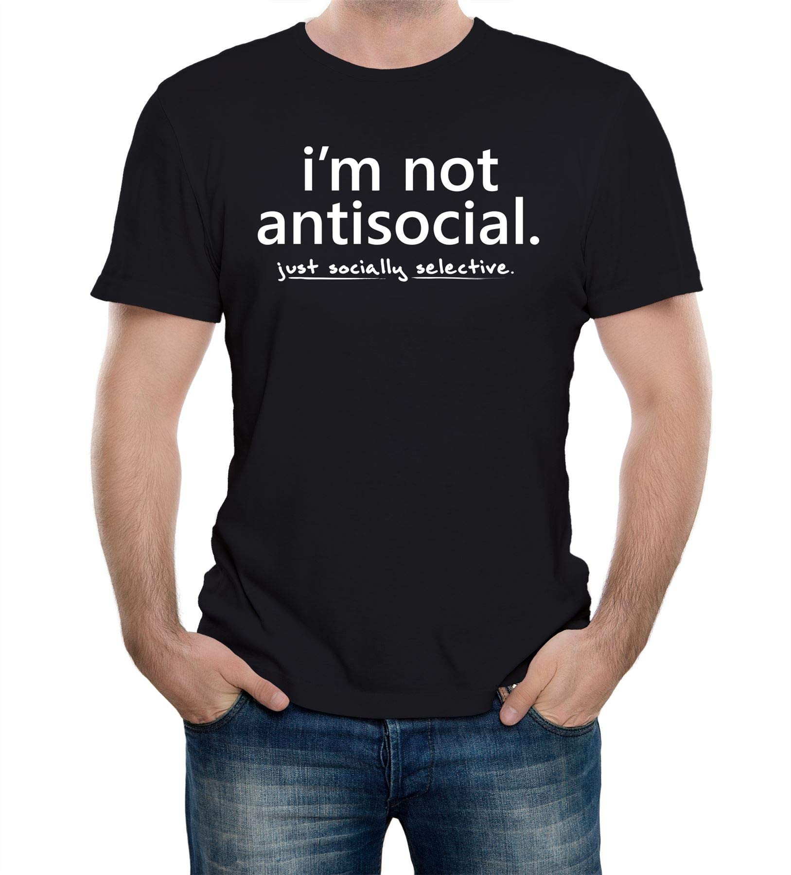 Reality Glitch Men's Black I'm Not Antisocial T-Shirt