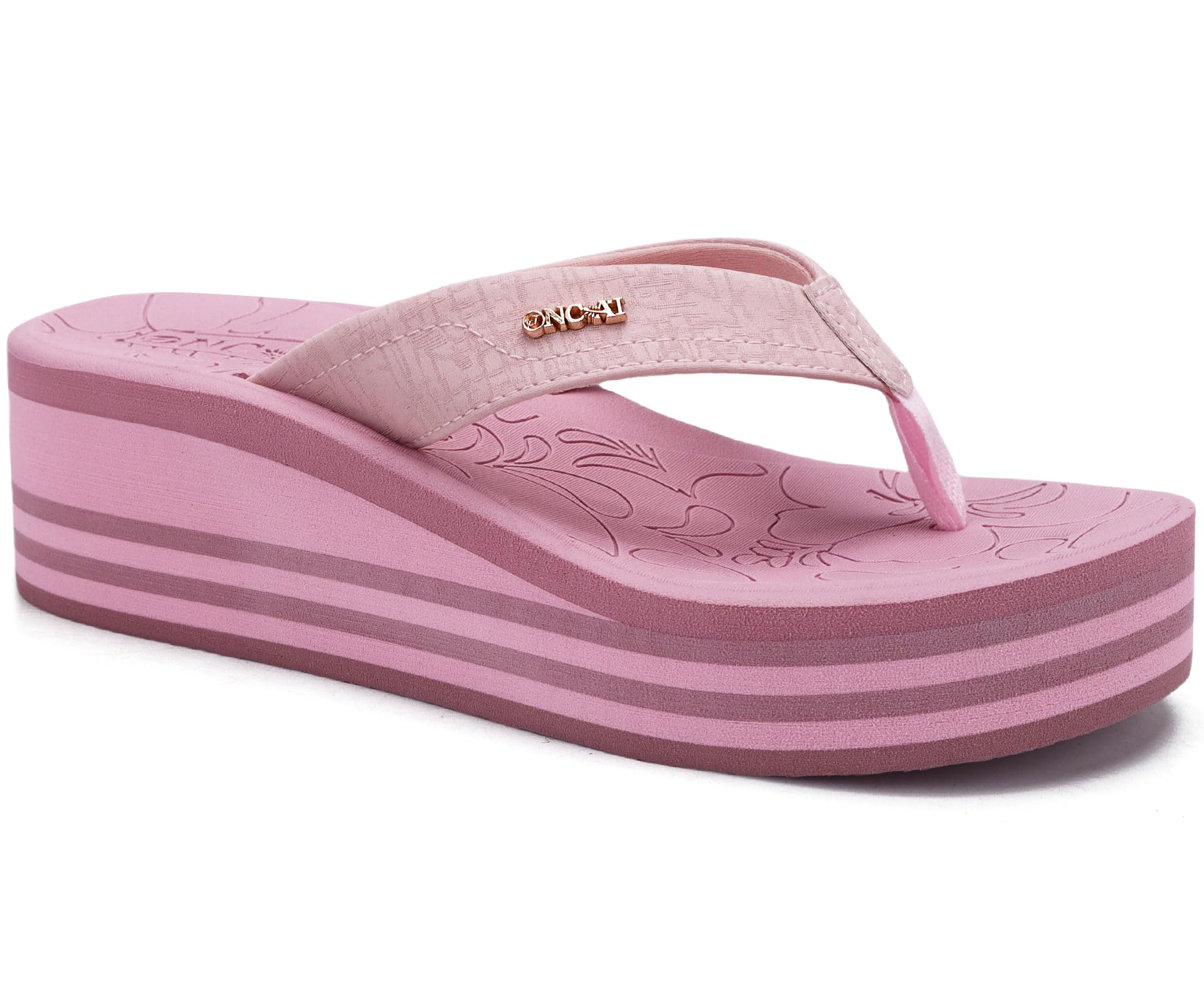 ONCAI Women’s Platform Wedge Flip Flops Trendy Dressy Womans Summer Flatform Chunky Heel Sandals with Comfortable Walking Outdoor Rubber Soles (US Size 5-11)