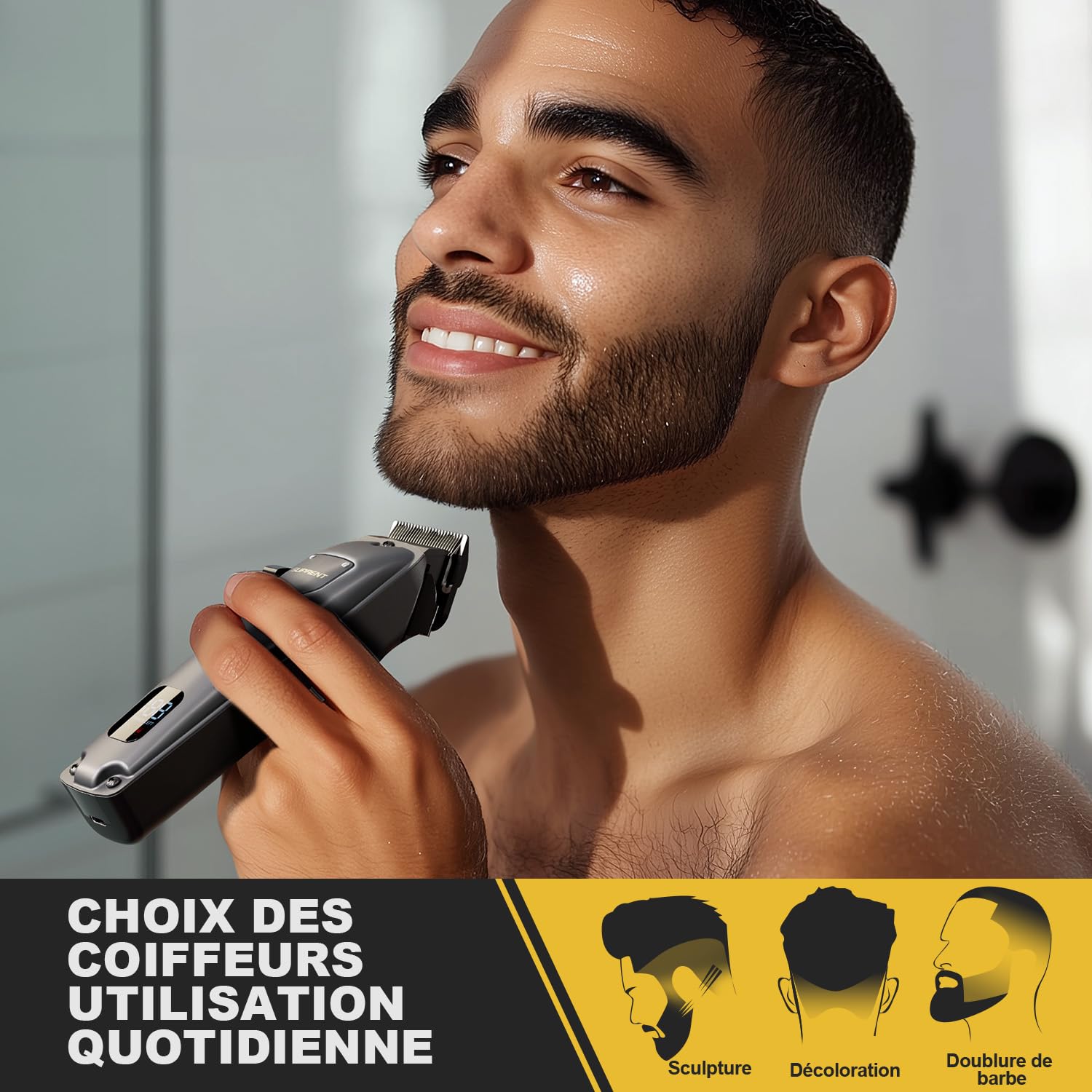 SUPRENT Tondeuse Cheveux Hommes Sans Fil Professionnelle, Set avec T-Blade Barbe Trimmer Gris