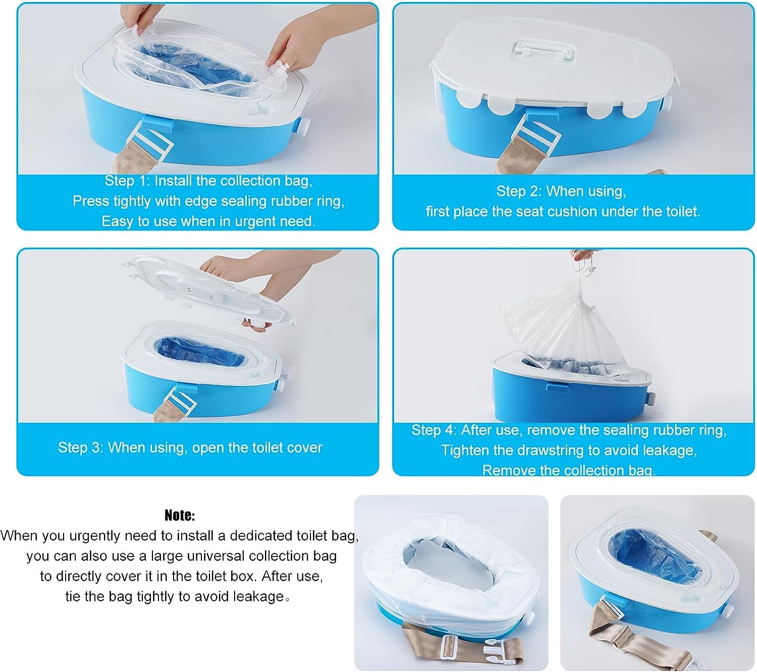 Tragbare Auto-Toilette, mobiles Notfall-Urinal, tragbares Töpfchen für Erwachsene/Kinder/Schwangere Frauen/alte Männer, für Outdoor-Notfälle, Camping, Wandern, Autoreisen, Verkehrsstau