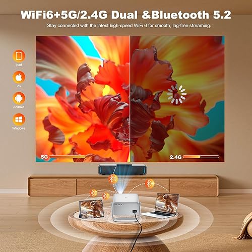 Miniatura 4 de [800 lúmenes ANSI] Proyector 4K 1080P nativo, enfoque eléctrico/Keystone automático, proyector inteligente con aplicaciones integradas, proyector