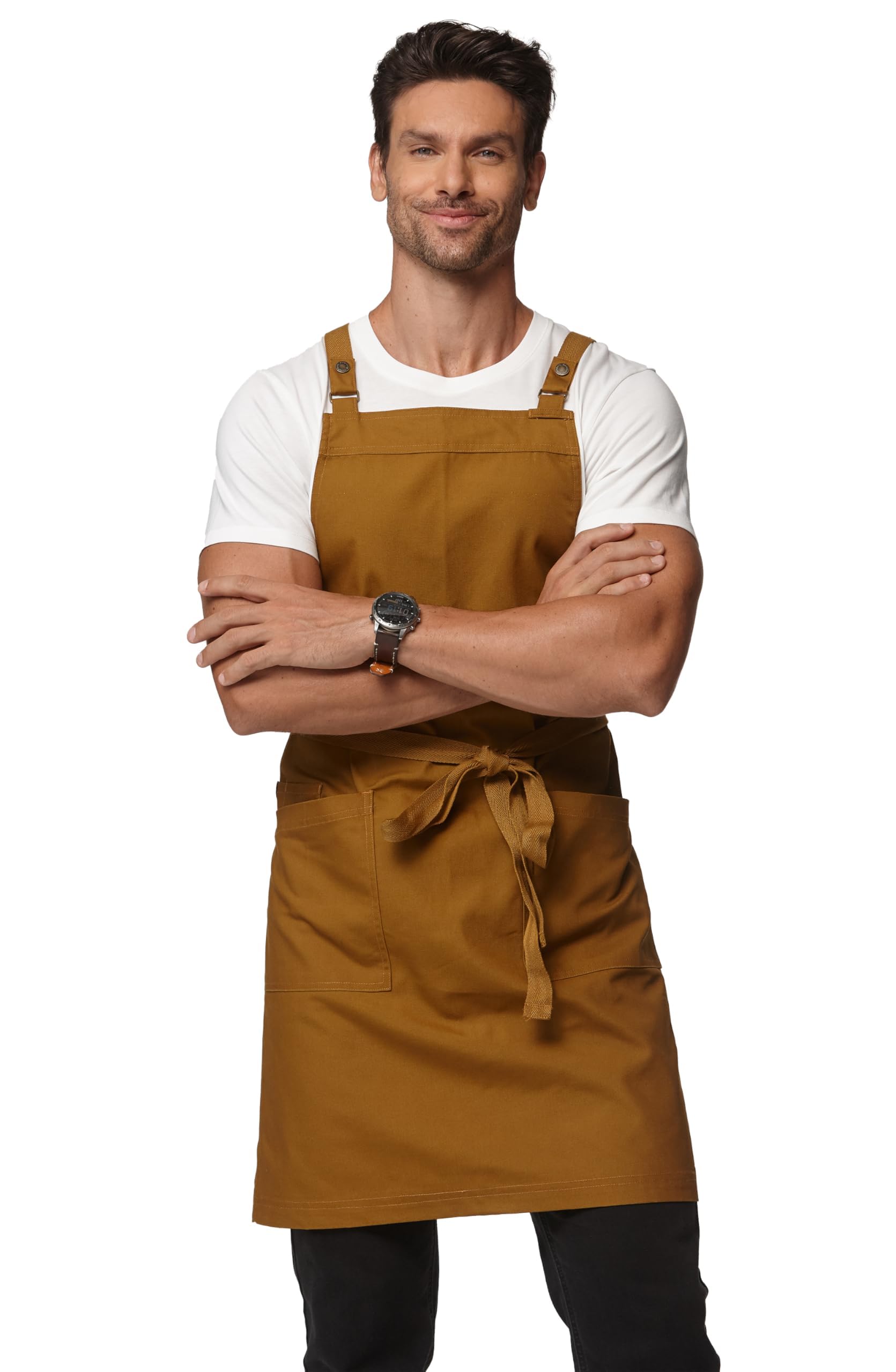 Delantal de cocina unisex con 2 bolsillos, resistente al agua, delantal profesional 4251JX