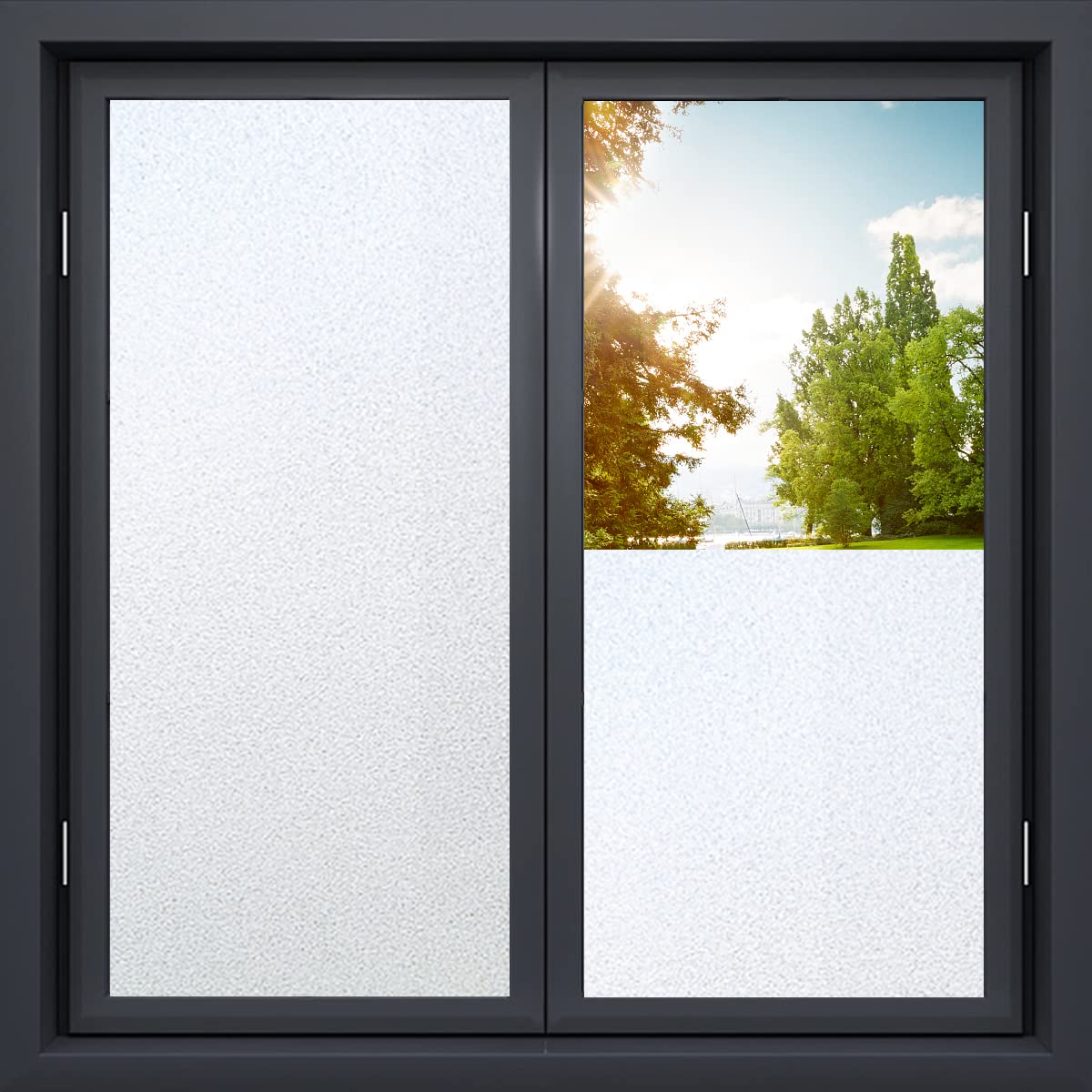 Photo 1 of 2PACK// Window Privacy Film,No Glue Frosted Glass Sticker?Anti UV?for Privacy? Covering for Bathroom Hone Office Living Room ,Non-Adhesive (17.5*78.7Inch, Pure) 17.5*78.7Inch Pure