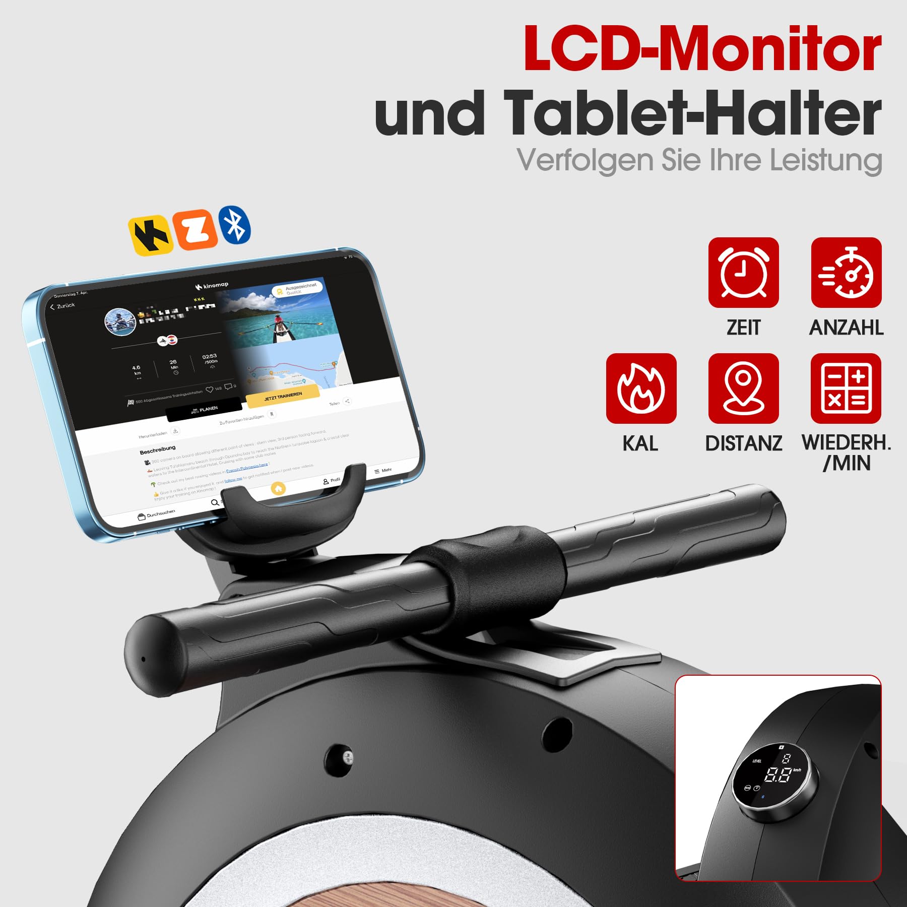 [2026 Neu] Wenoker Magnet Rudergerät für Zuhause mit 16/32 Stufen Widerstand, 160 kg Belastbarkeit, LCD-Monitor intelligenter Drehknopf, APP-gesteuert, Indoor-Cardio-Training für Home-Gym