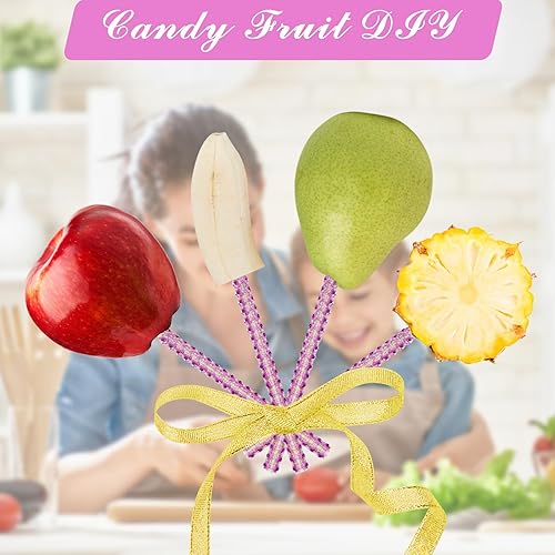 Miniatura 4 de Palitos y bolsas de manzana con purpurina, 24 palitos brillantes con bolsas de caramelo de 30 piezas y 1 rollo de cinta de purpurina de 25 yardas,