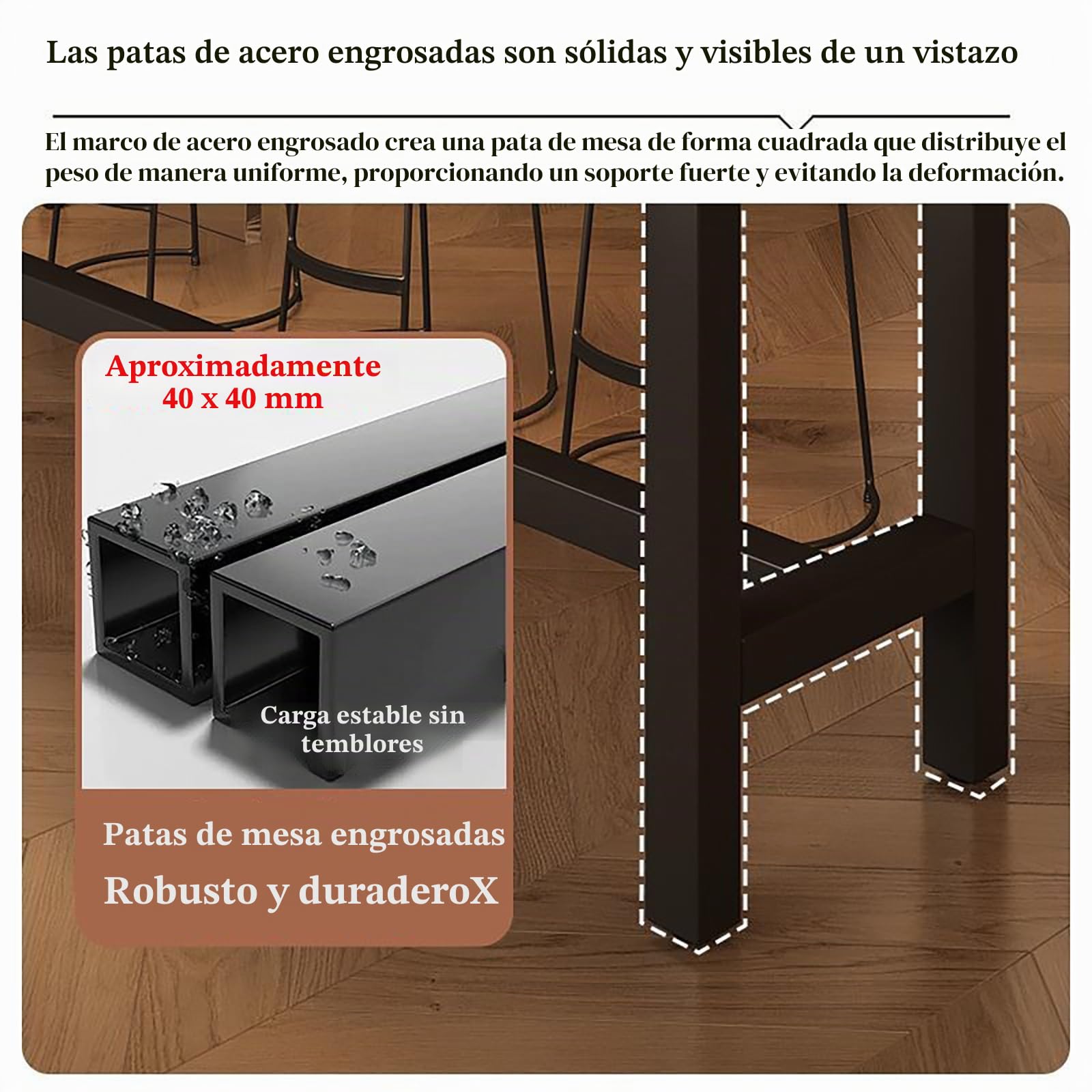 Mesa de Bar, Barra de Desayuno de Cocina, Mesa de Barra de Desayuno, Escritorio de café con Marco de Metal, Puede soportar 200 kg de Almohadillas Ajustables para el hogar, Cocina, Desayuno
