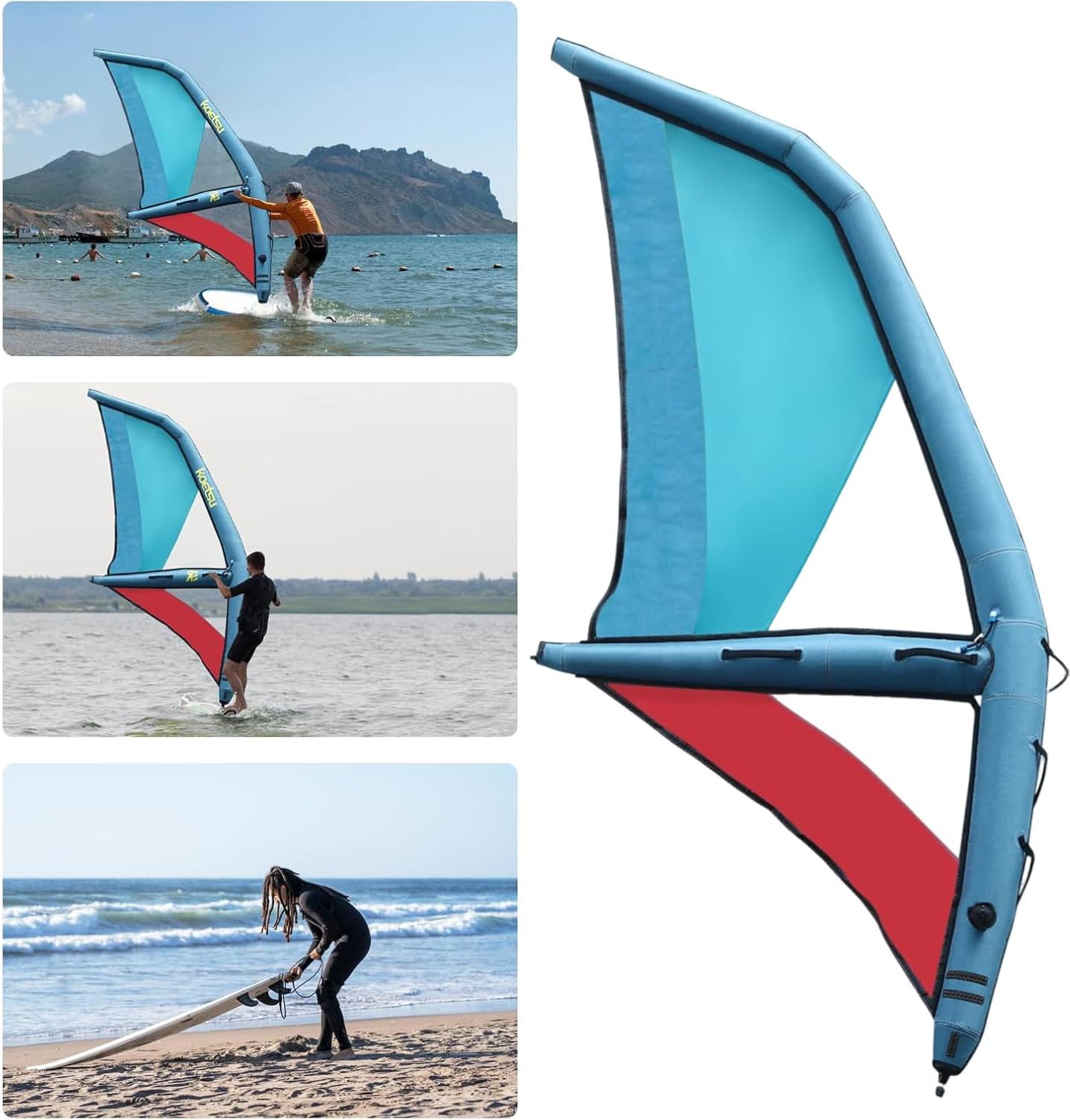 Portable Inflatable Sail, Windsurfing Board and Sail, with 360° Rotating Base and Viewing Window, 45.21sq.Ft Extra Large Sail, Inflatable Design, Suitable for Beach and Water Sports