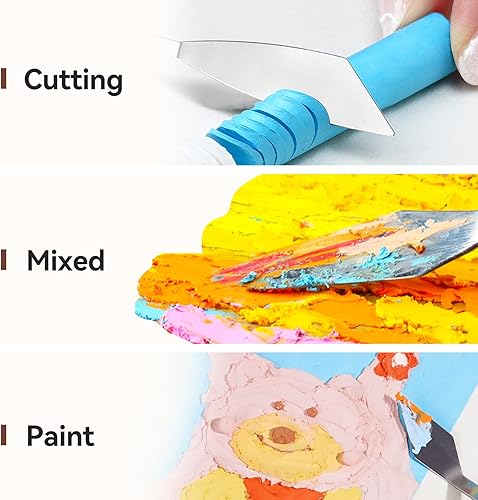 Miniatura 3 de Juego de 2 cuchillos de paleta de acero inoxidable para pintura al óleo, pintura acrílica, cuchillo de pintura LIGHTWISH con mango de madera para