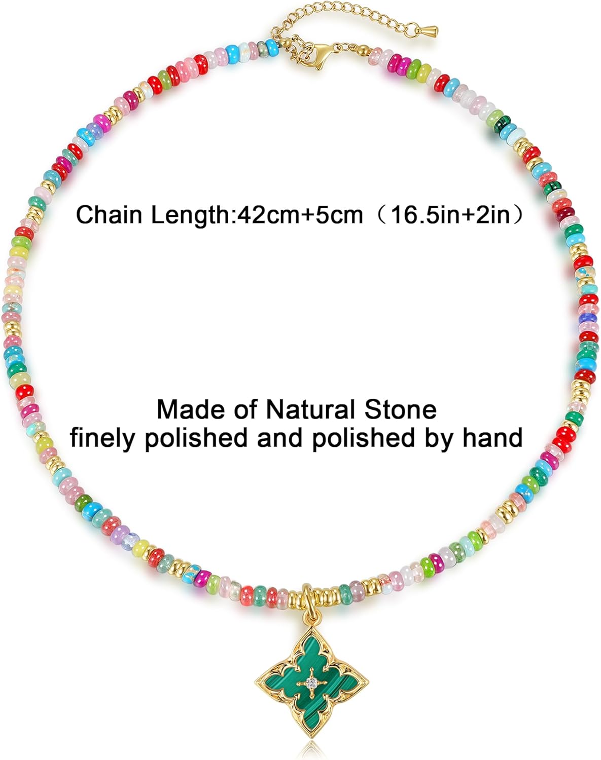 Clover Necklaces for Women Colorful Beaded Gemstone Choker Lucky Necklaces Natural Stone Handmade Jewelry Gift - Image 7