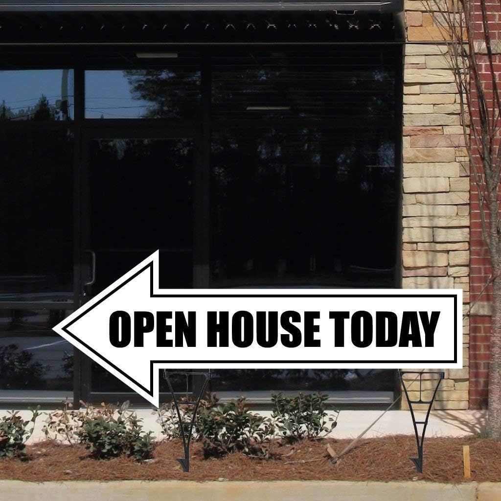 VictoryStore Realtor Yard Sign: 2 Open House Today Arrow Signs with Spider Stakes - 65 inches X 29 inches