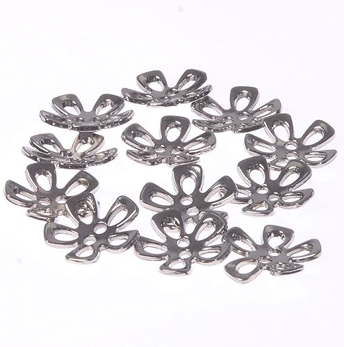 Mibo Buttons & Accessories 12 botones de metal fundido a presión de zinc, 2 agujeros, forma de margarita perforada, 24 L (0.591 in), níquel