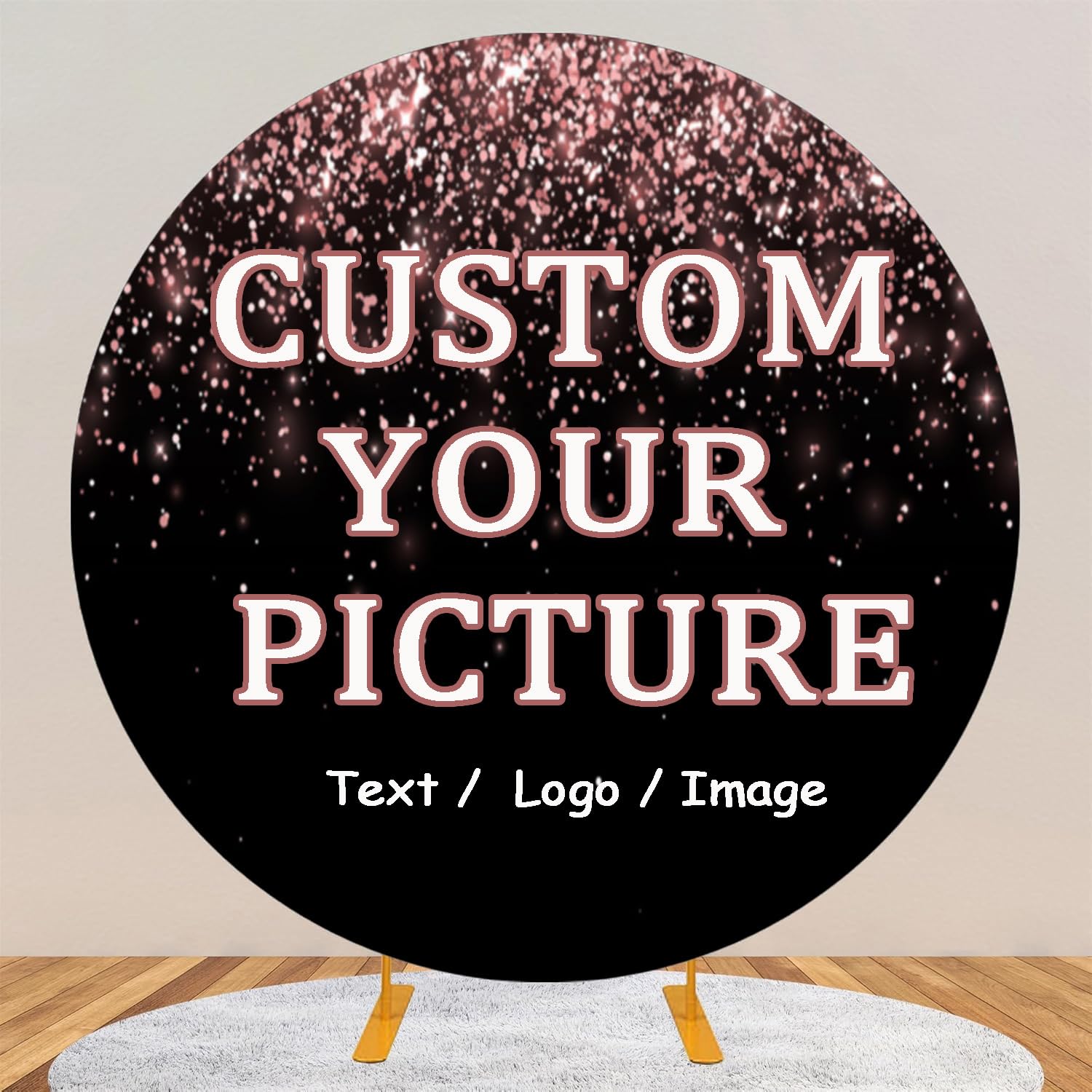 Loccor 7.5ft Fabric Custom Round Backdrop Circle Backdrop Cover Personalized Photo Circle Customized Your Image Background Baby Shower Birthday