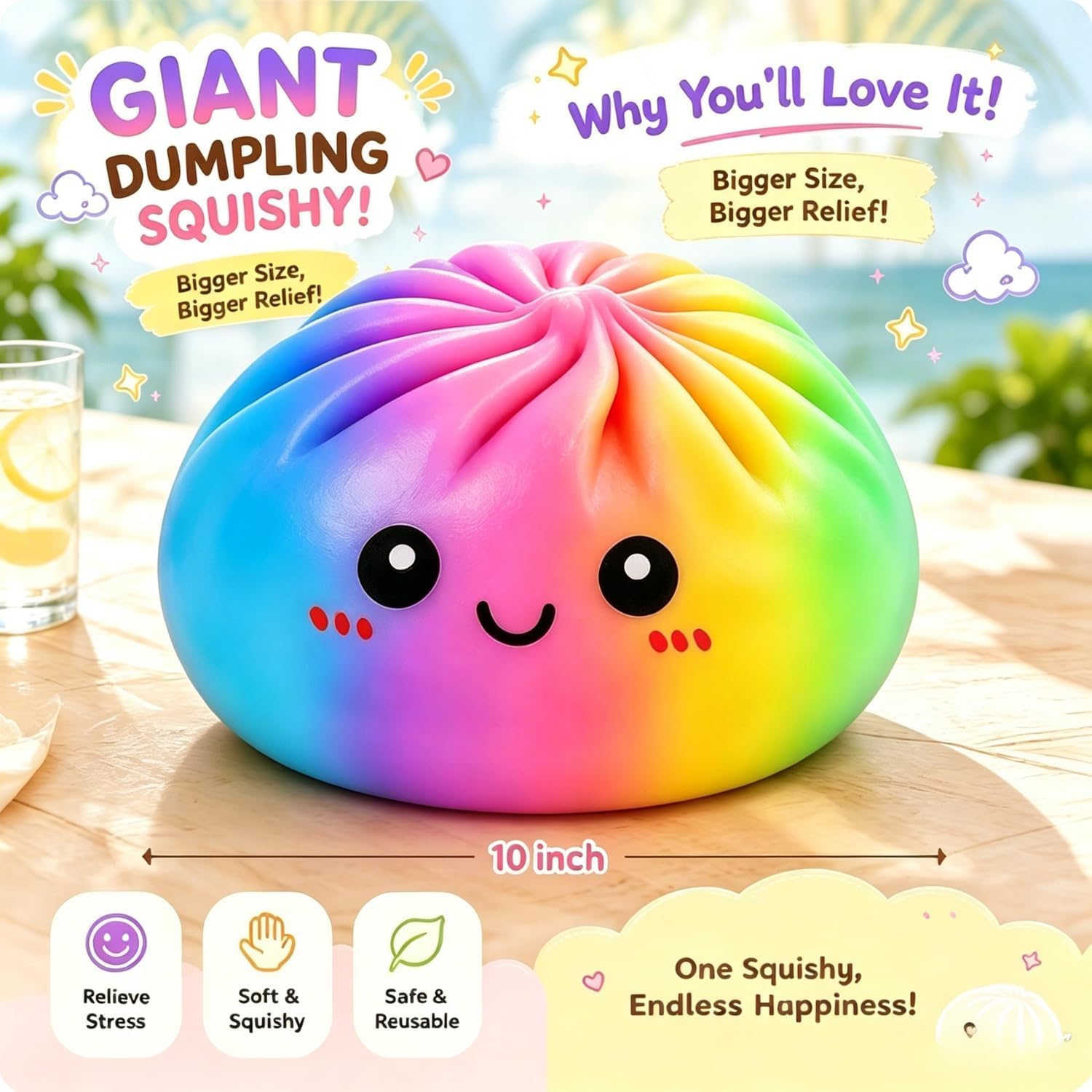 Gigante Squishy Dumpling Sorpresa Originales with Steamer, 25CM Dumpling de Elásticos Gigantes Bola de para el estrés, Recuperación Lenta Juguetes para Aliviar el Estrés Portátiles (Vistoso-25 cm)