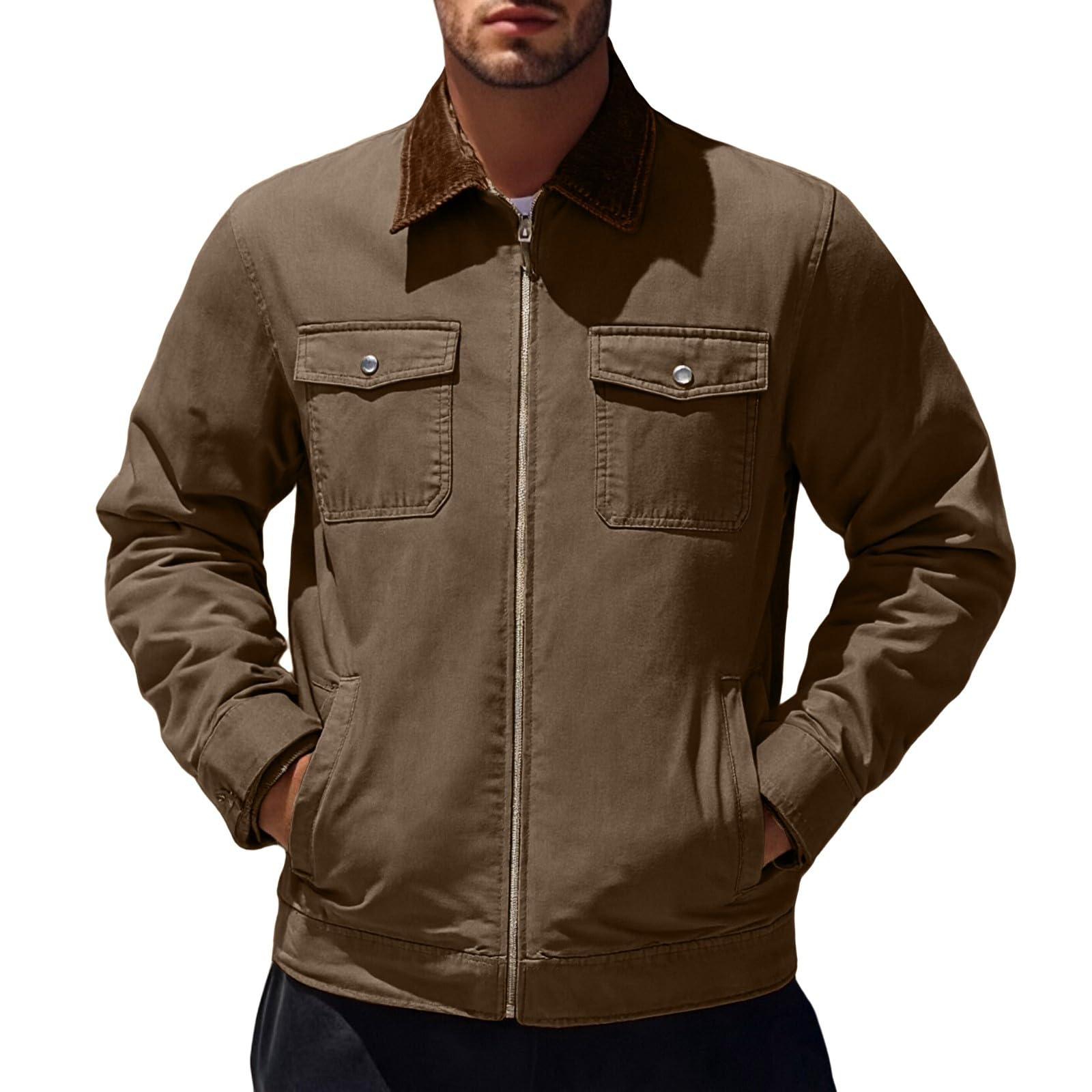 Générique Veste Hiver Homme Chaude Léger Slim Fit Manteaux Manches Longues D'automne Et D'hiver Coupe Vent Imperméable Décontracté Jacket Promenades En Ville, Tenue De Ville