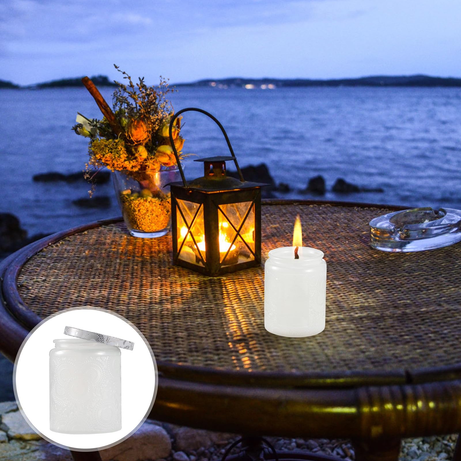 EXCEART 6 Piezas Tarro de Vidrio para Velas, Blanco, Redondo