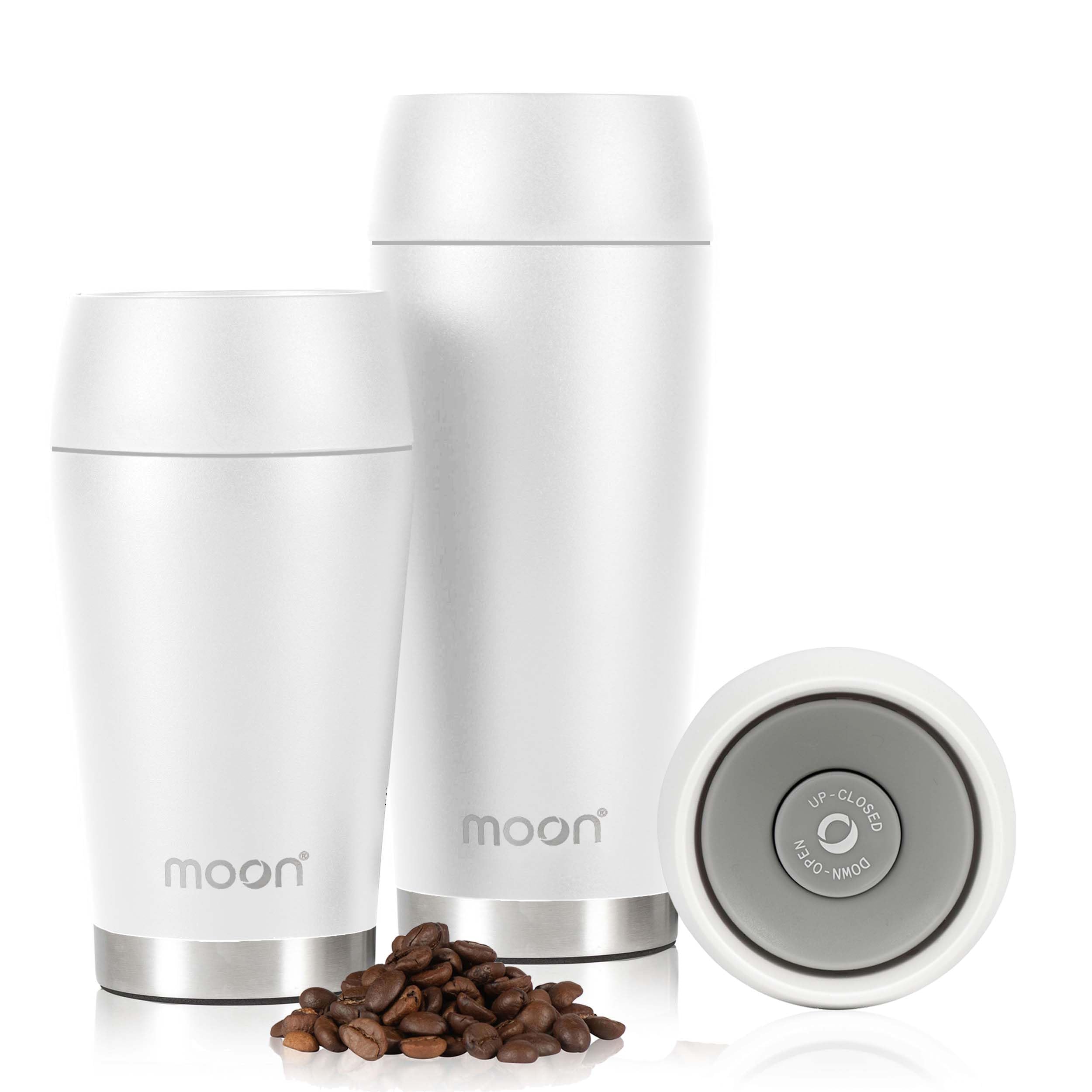 Moon 360° Travel Mugs, Leakproof Reusable Coffee Cup for Hot Drinks, Insulated Stainless Steel Thermal Mug