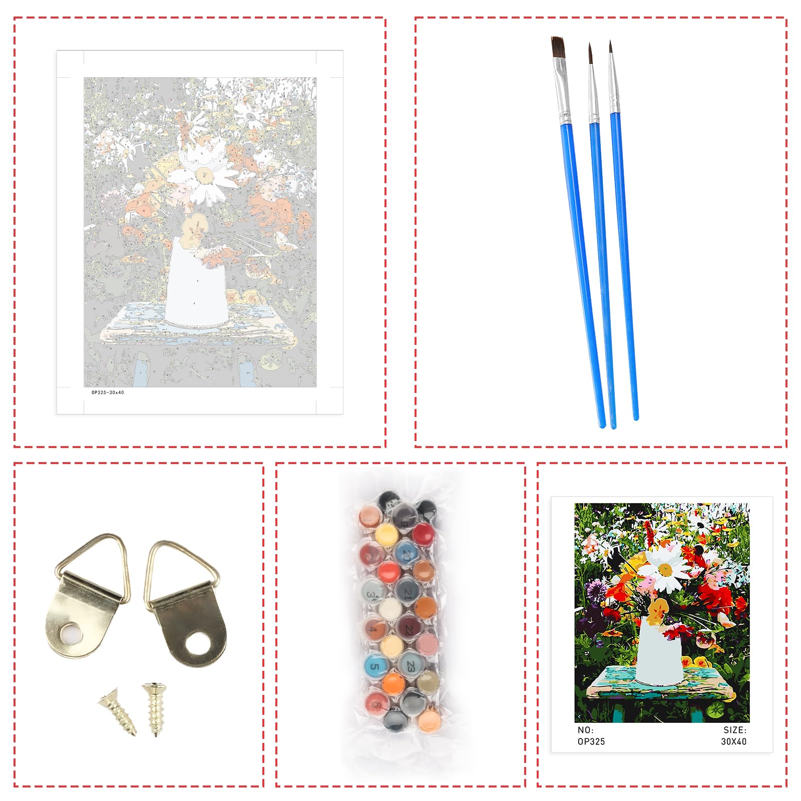 AIRDEA Fleurs Sauvages Peinture Numero Adulte, DIY Kit Activité Manuelle Peinture Acrylique, Peinture par Numero Adulte avec Pinceaux et Acryliques pour la Décoration Maison 40x30 cm (Pas de Cadre