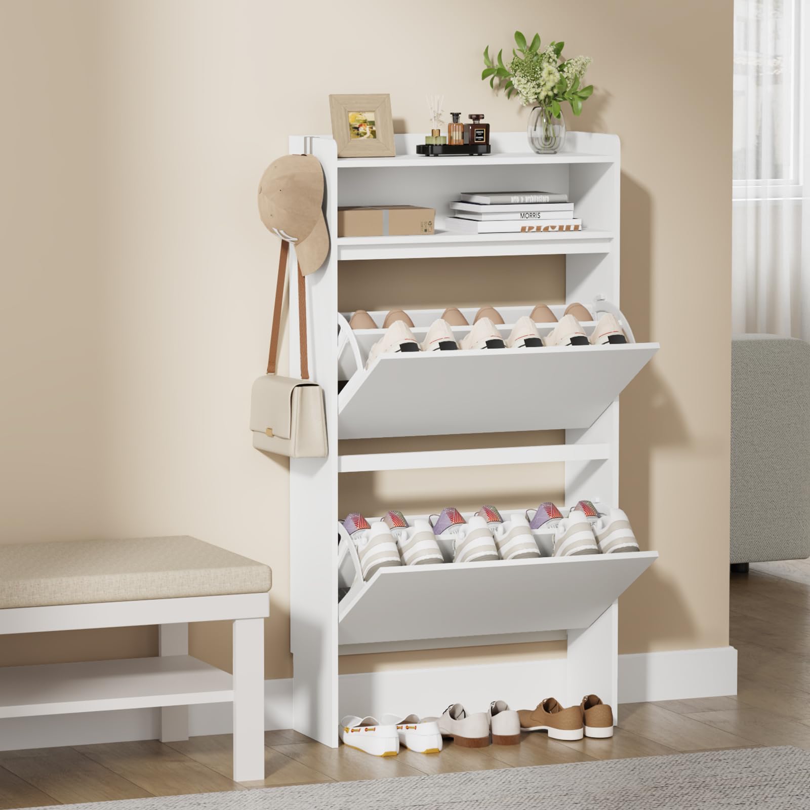 Schuhschrank, Schuhkipper, Schuhaufbewahrung, Trennwand Verstellbar