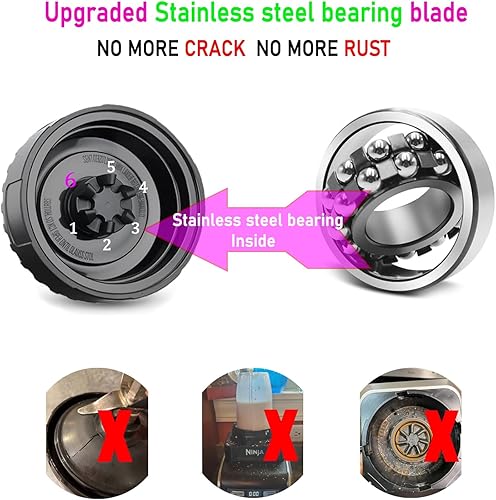 Miniatura 5 de [Actualización] Piezas de repuesto de cuchilla de licuadora macho de 6 aletas para licuadora Nutri Ninja BL660 BL770 BL780 BL740, etc. (hoja pequeña