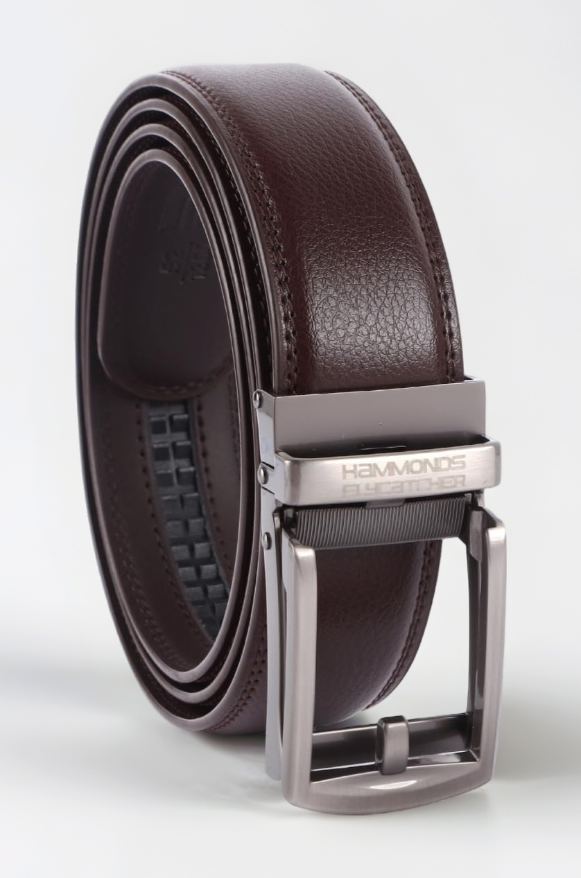 HAMMONDS FLYCATCHER Genuine Leather Belt for Men, Premium Leather Belt with Auto Lock mechanism, Mens Belt Leather Branded with Slide Lock for Everyday Wear